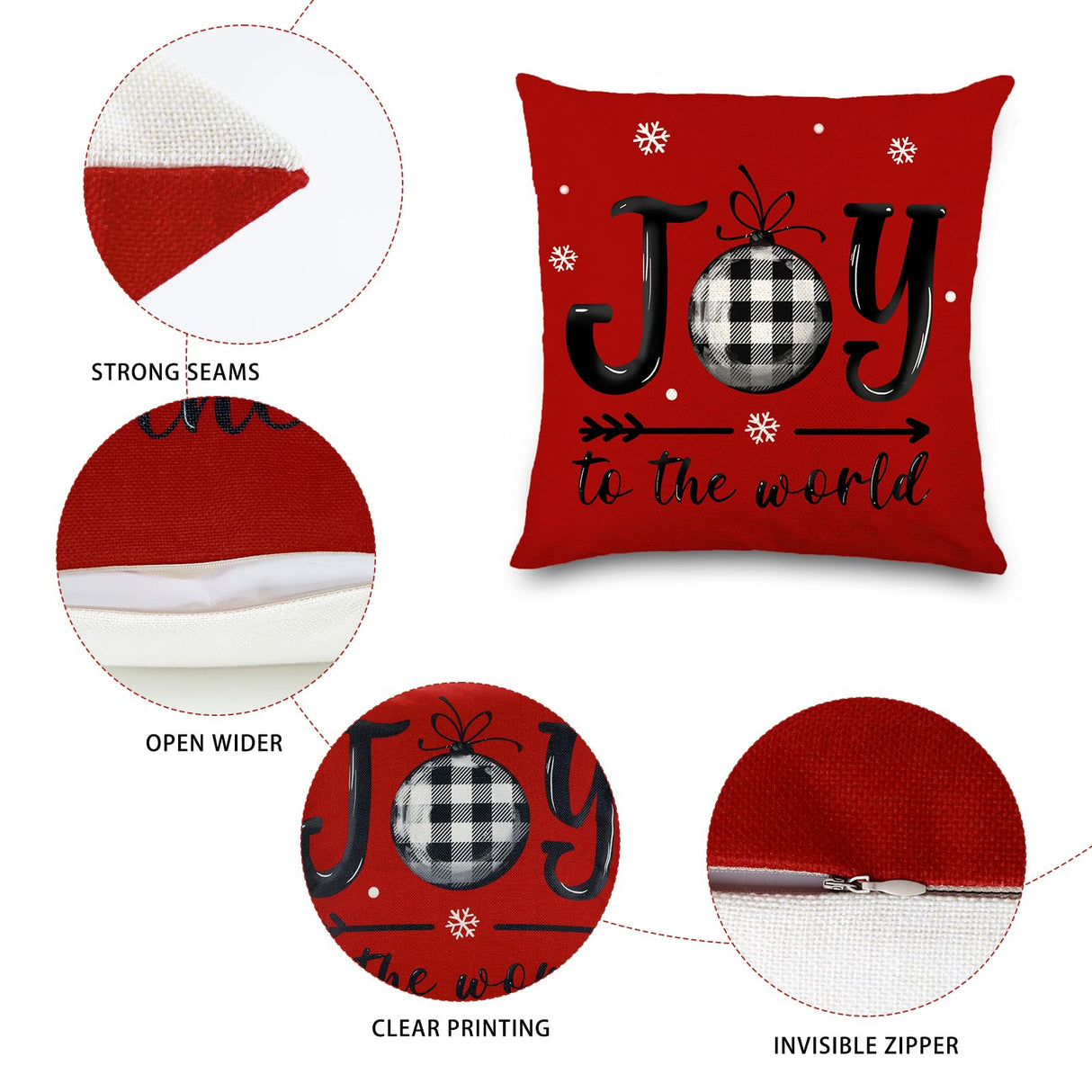 DIYDEC 4pcs Christmas Pillow Covers 18x18 Inch Red Pillow Covers Xmas Decorations Buffalo Tree Truck Merry Christmas Pillows Winter Holiday Farmhouse Seasonal Throw Case Decor for Sofa Couch DIYDEC