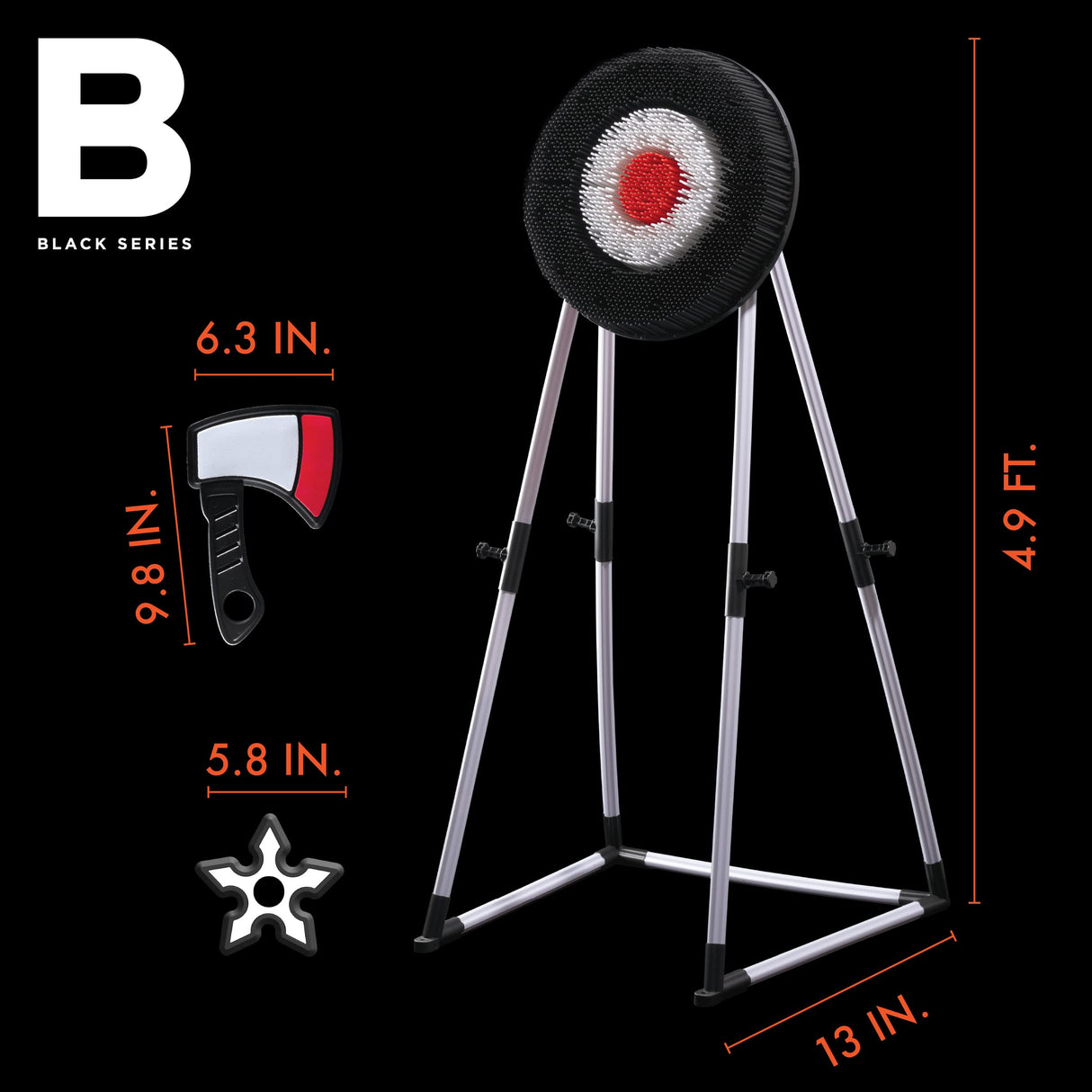 The Black Series Axe Throwing Target Set, Includes 3 Throwing Axes & Bristle Target, Blunted Edges & Lightweight Plastic, Safe for Indoor & Outdoor Use, Fun Adults & Kids Activity Black Series