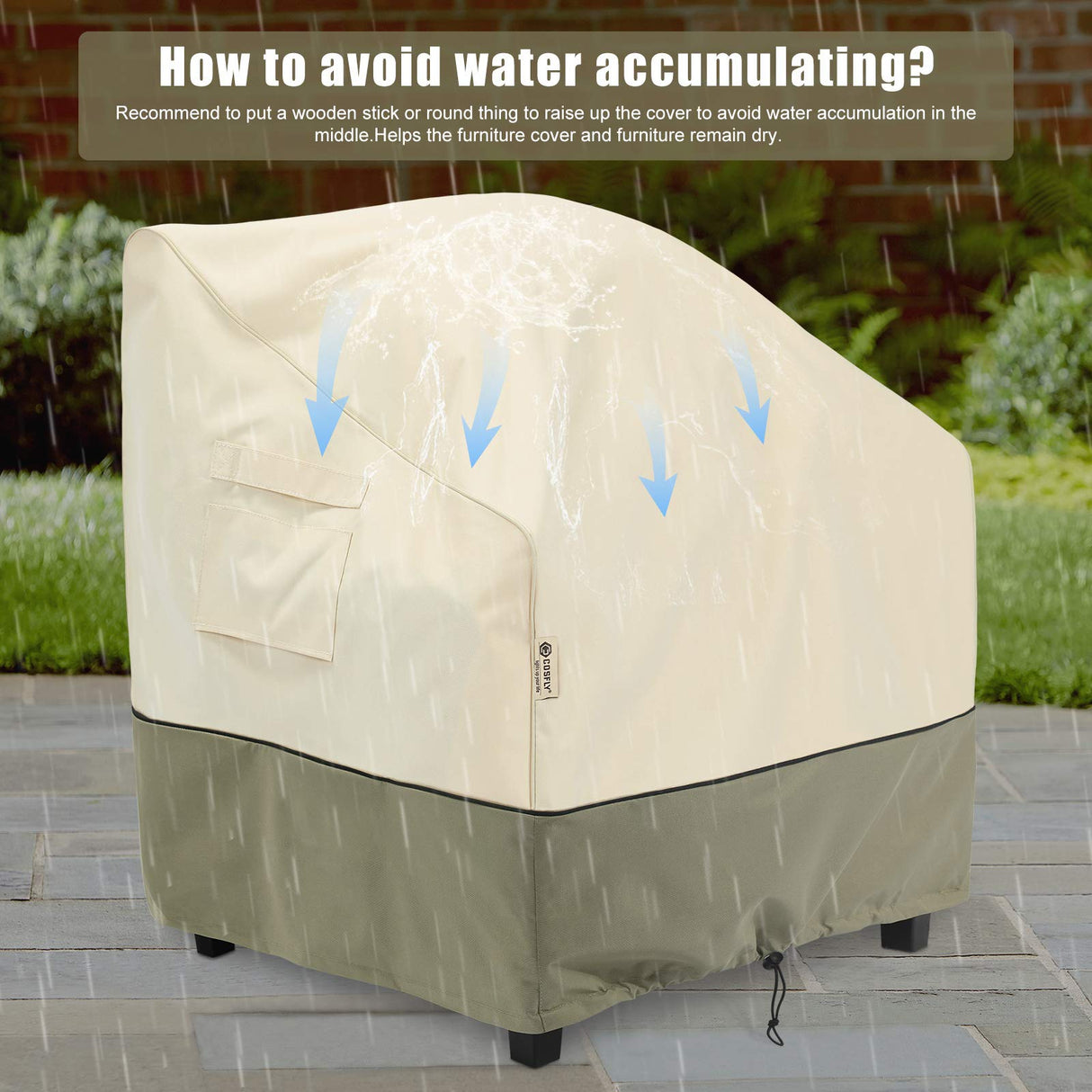 COSFLY Outdoor Furniture Patio Chair Covers Waterproof Clearance, Lounge Deep Seat Cover, Lawn Furnitures Covers Fits up to 32W x 37D x 36H inches(2 Pack) COSFLY