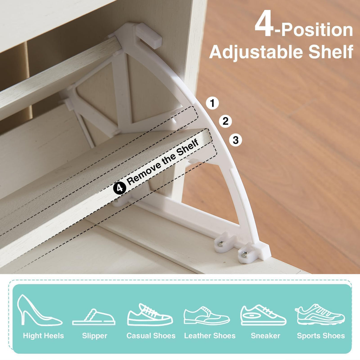 Barnyatoh Shoe Storage Cabinet,Farmhouse Shoe Organizer with 4 Flip Drawers & Barn Door Design,Freestanding Hidden Slim Narrow Shoe Rack Cabinet for Entryway,Foyer,Hallway,Antique White Barnyatoh