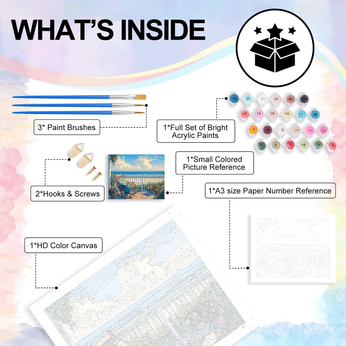 Yezavesu Beach Paint by Numbers Kit for Adults Beginner, Beach Landscape Adult Paint by Number Kits on Canvas Without Frame, DIY Acrylic Painting by Numbers for Home Wall Decor Gift 16x20 Inch Yezavesu