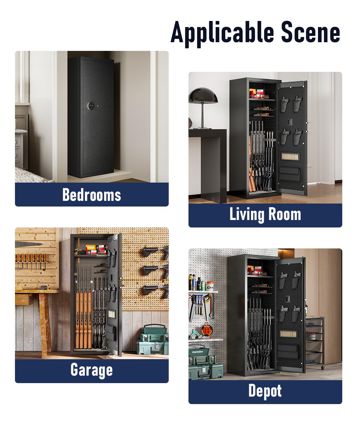 Xyvaly Upgraded Large Gun Safe for 10-14 Rifles - Biometric Fingerprint Access, Removable Shelves & Pistol Storage for Home Security. Xyvaly