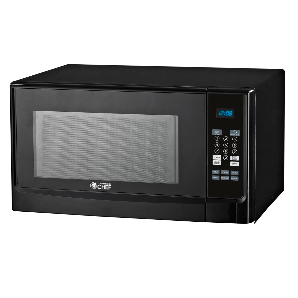 COMMERCIAL CHEF 1.4 Cubic Foot Microwave with 10 Power Levels, Small Microwave with Push Button, 1100 Watt Microwave with Digital Control Panels, Countertop Microwave with Timer, Black Commercial CHEF