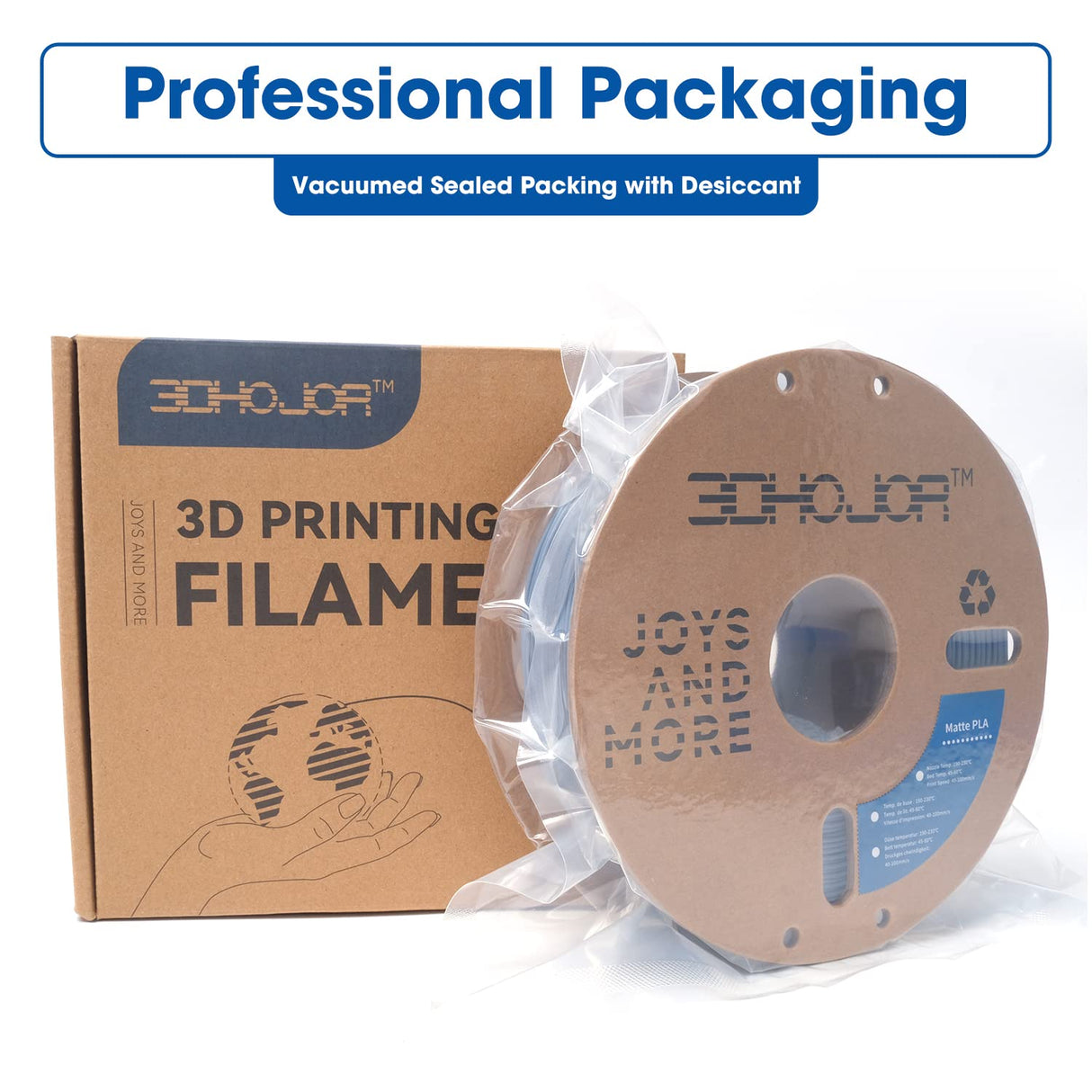 3DHoJor Matte PLA Filament 1.75mm, 1kg, Grey, 1.75mm Diameter, 2.2lbs Display Weight 3DHoJor