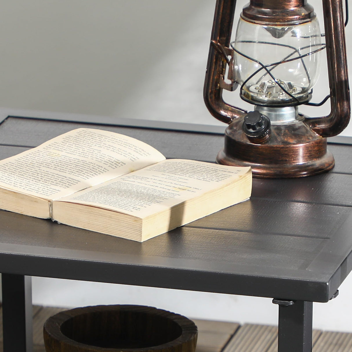 Outsunny 3 Piece Patio Rocking Chair Set, Outdoor Wicker Bistro Set with 2 Cushioned Porch Rockers and 2 Tier Coffee Table for Garden, Porch, Backyard, Dark Blue Outsunny