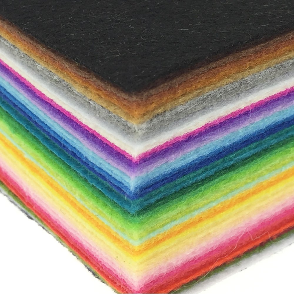 42pcs Felt Fabric Sheet 4"x4" Assorted Color DIY Craft Squares Nonwoven 1mm Thick flic-flac