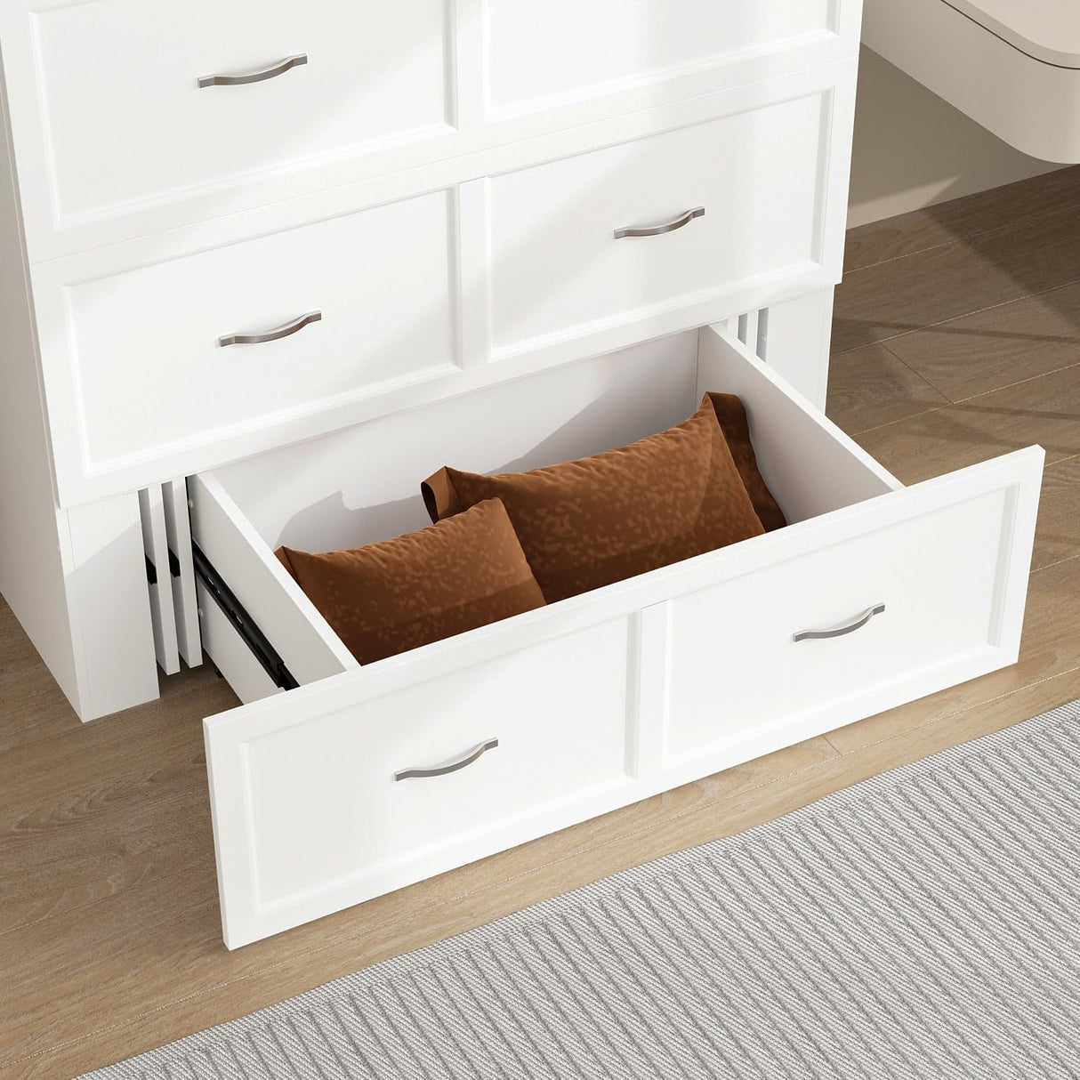 FAMAPY Twin Murphy Bed with Built-in Charging Station, Space-Saving Murphy Bed Chest Twin with Drawer, Foldable, for Home Office Guest Room Bedroom White, 76.8”L x 44.4”W x 41.3”H FAMAPY