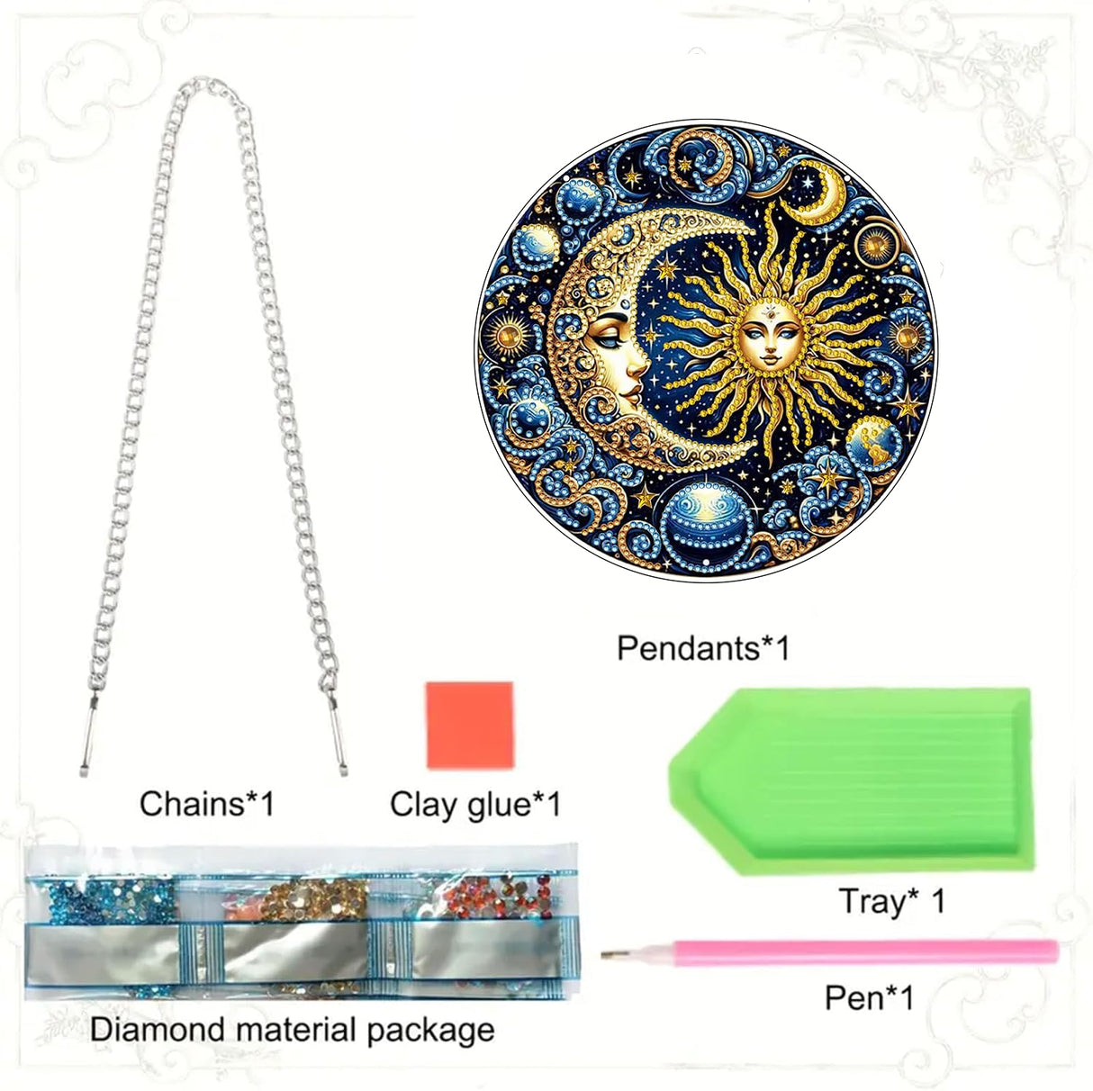 RYMILIE Sun and Moon Diamond Art Hanging Kit for Adult,Special Shaped Rhinestone,Double Sided 5D DIY Acrylic Diamond Art Painting Window Pendants Home Garden Wall Hanging Kits Hanging Ornament RYMILIE
