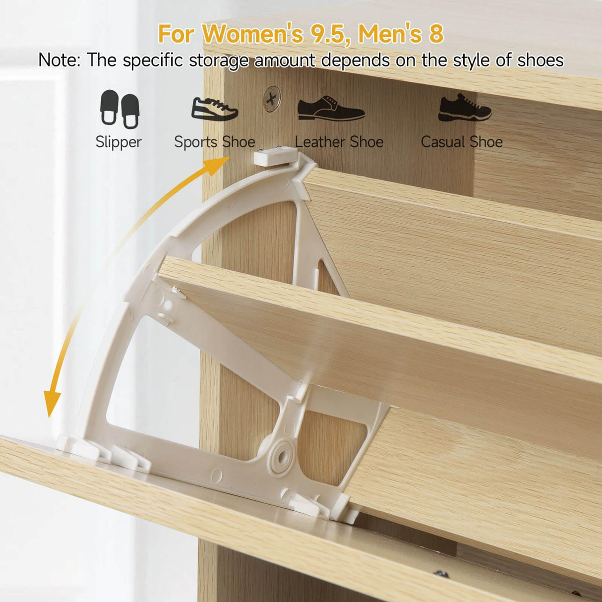 Angel Sar Rattan Shoe Cabinet for Entryway, Slim Shoe Storage Cabinet with 2 Flip Drawers, Hidden Shoe Organizer, Shoe Rack Cabinet with Metal Legs, Natural Wood Angel Sar