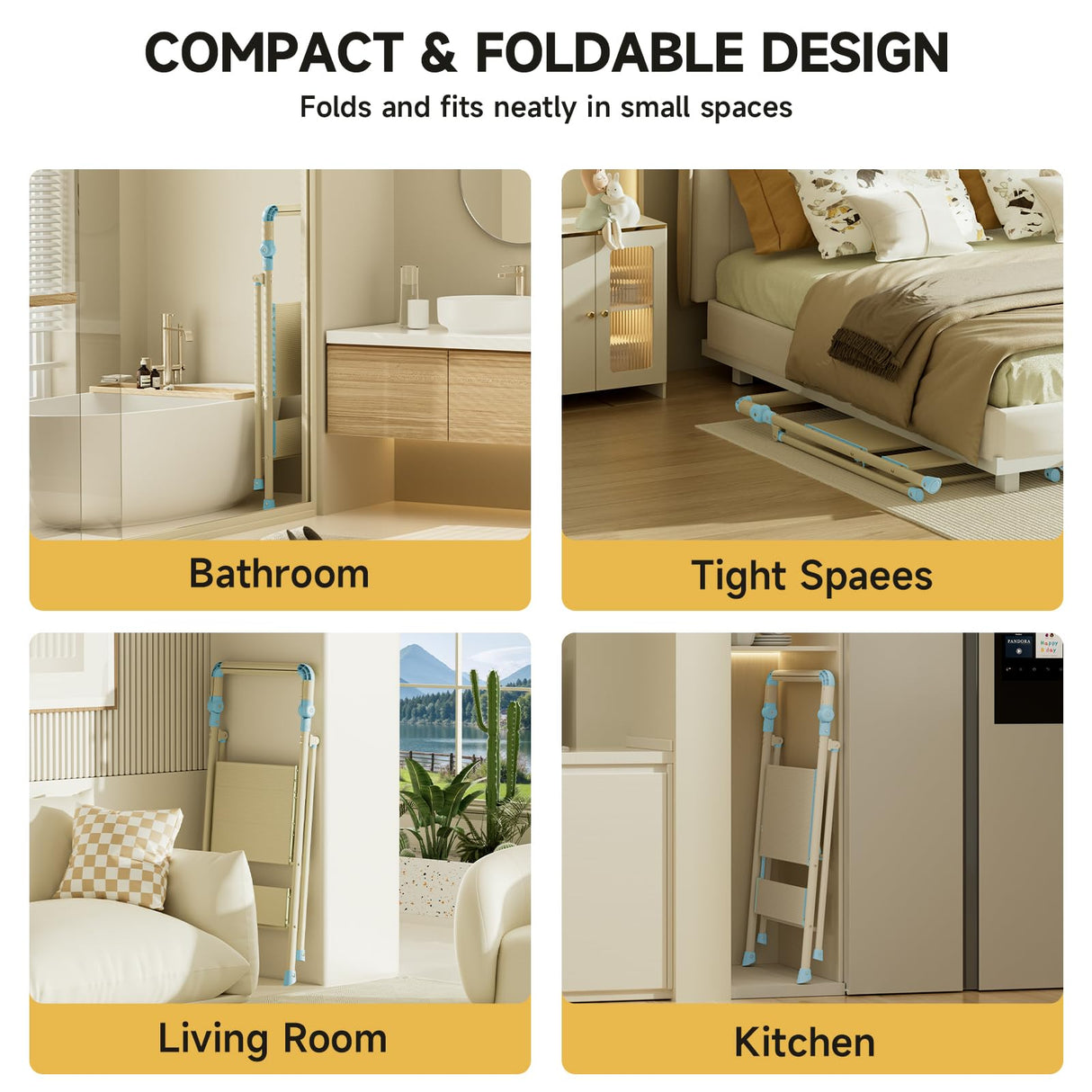 UNICOO® Foldable Toddler Tower - 2-Step Ladder for Adult, Toddler Tower Foldable & Compact - Foldable Kitchen Tower, Kids Step Stool, Folding Toddler Tower for Kitchen & Bathroom (Sea Salt Blue) UNICOO