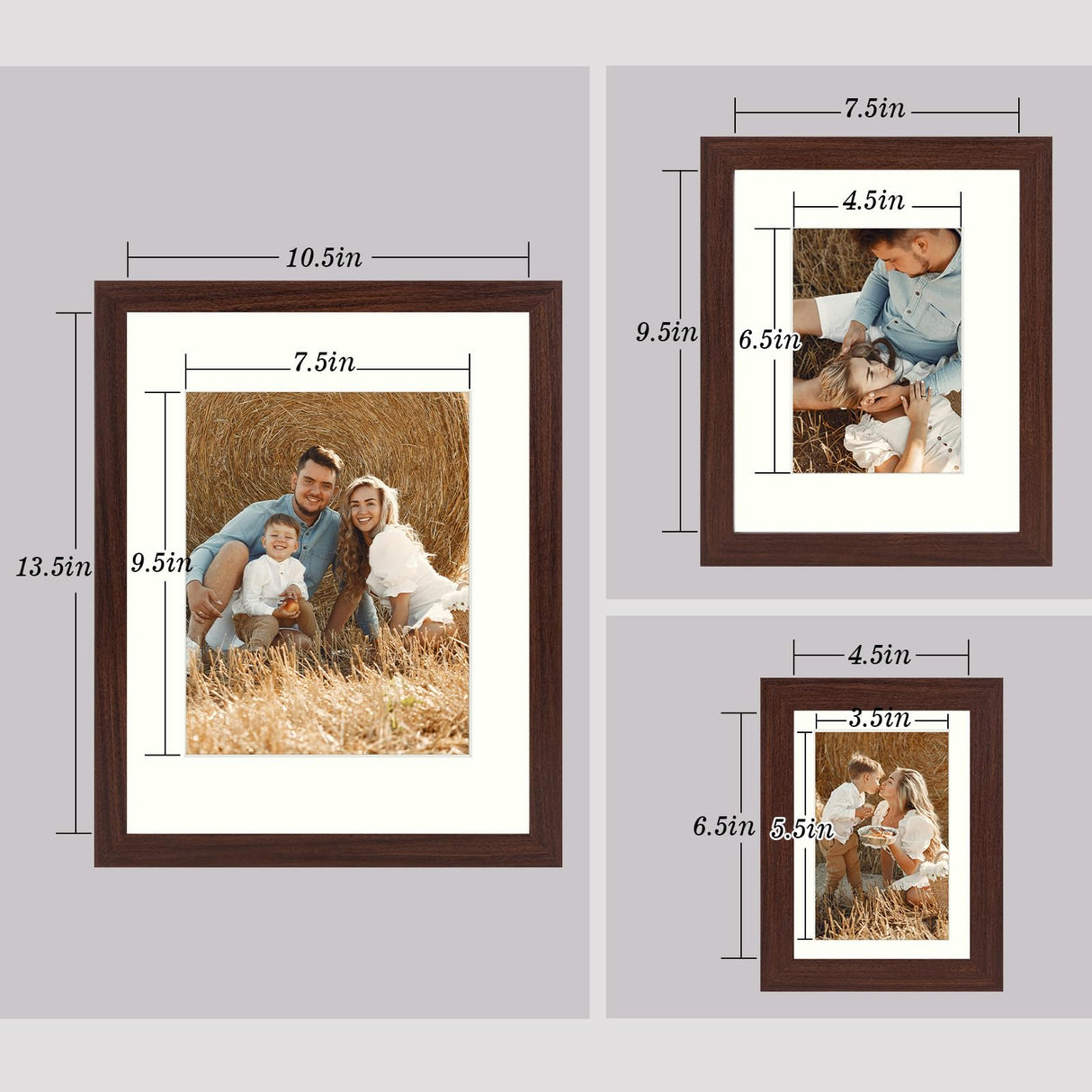 Golden State Art, Gallery Wall Frames, 11x14, 8x10, 5x7 Multiple Photo Frames Collage for Wall or Tabletop Displays with Mat or without Mat (Brown, 7 Pack) Golden State Art