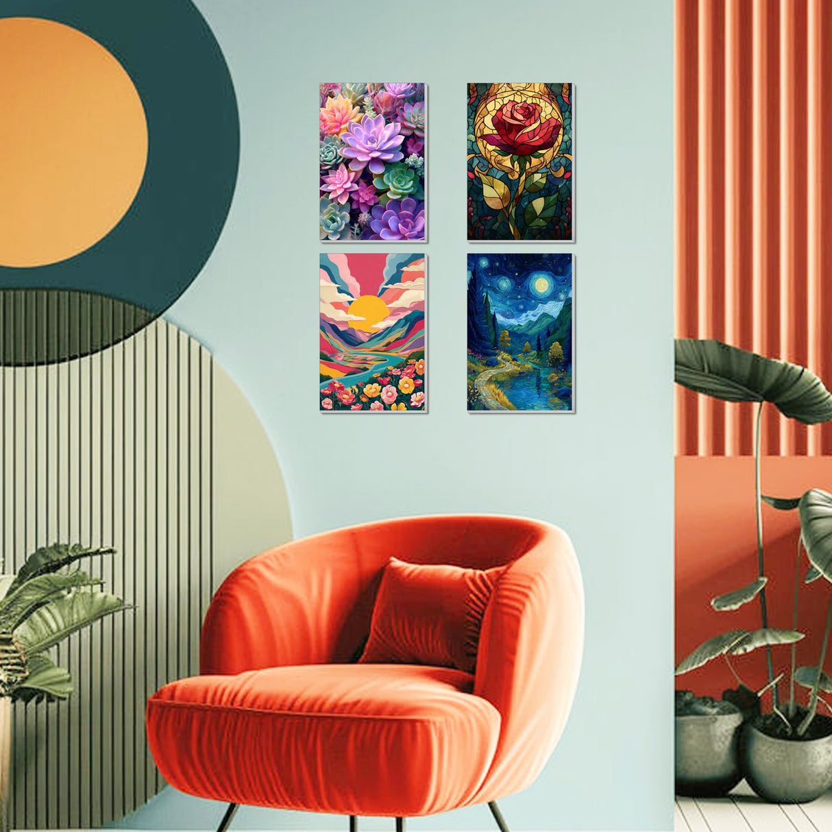 4 Pack Framed Paint by Numbers Kit for Adults Beginner Canvas Painting by Numbers for Adults Cactus Plants Easy Adult Paint by Number Kits with Frame Rose Flowers Watercolor Painting by Number 8x12 In obterie