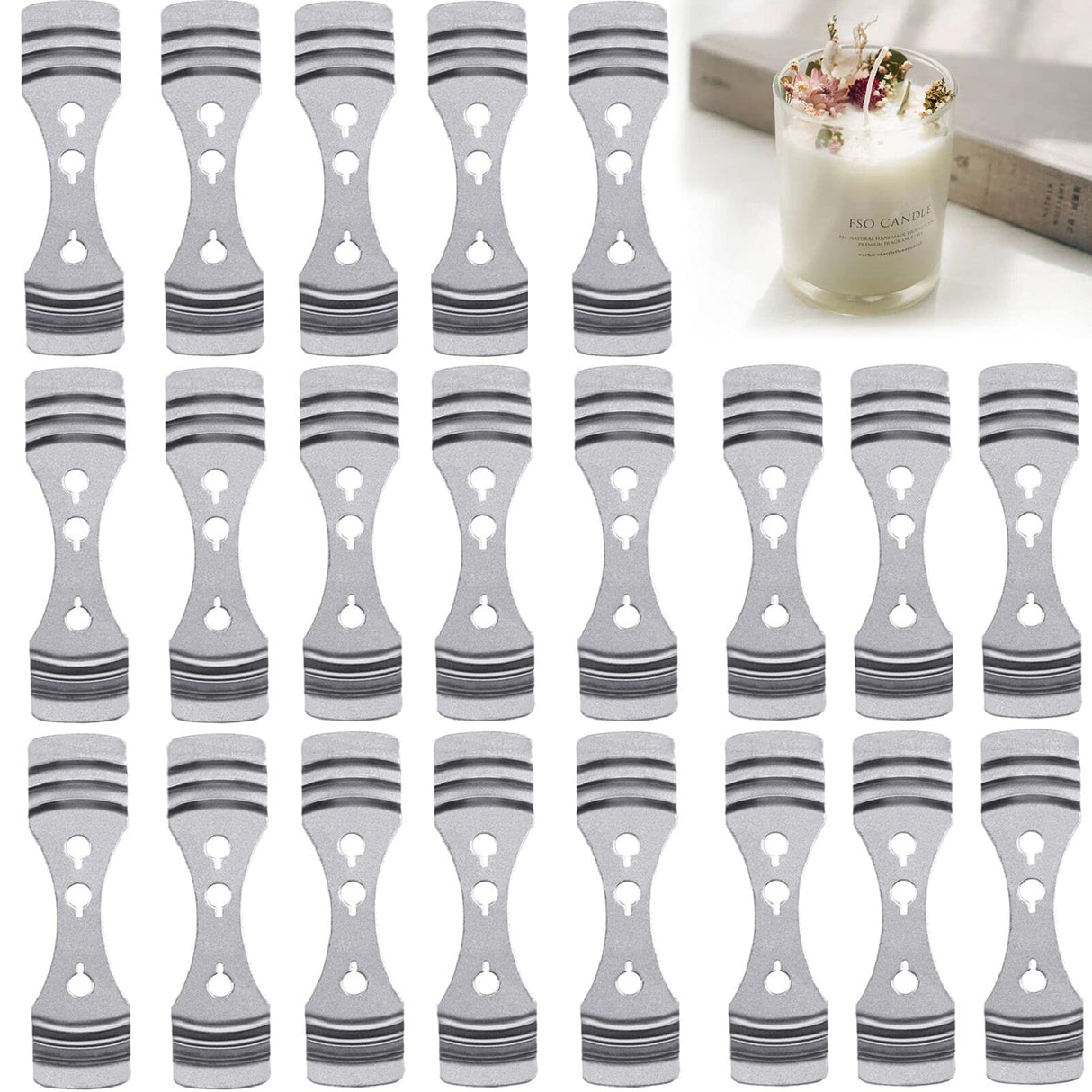 25pcs Metal Candle Wick Holder, Silver Stainless Steel Candle Wick Centering Devices for Candle Making DINGPAI