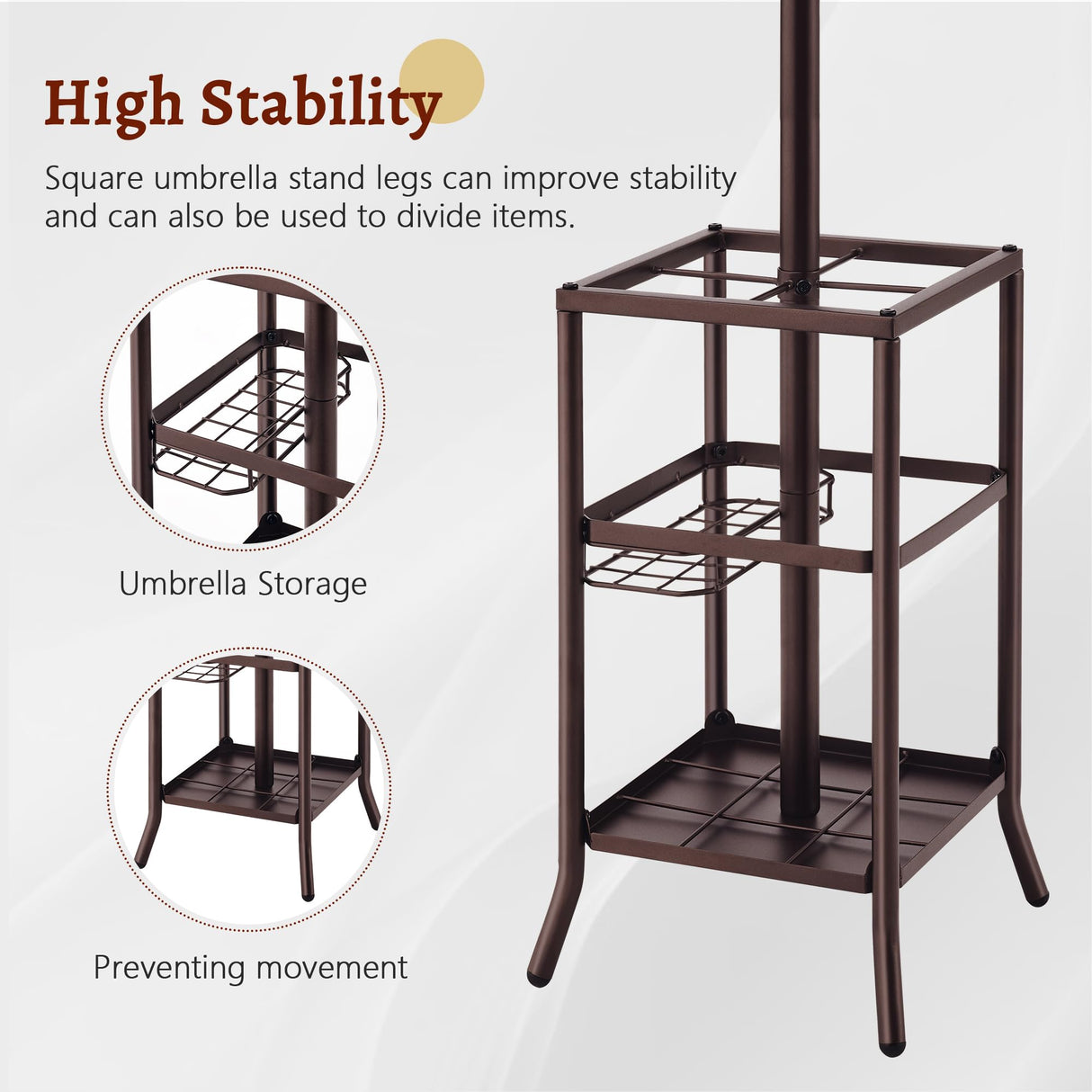 FAVOOSTY Coat Rack Freestanding,Coat Rack Stand with Umbrella Holder,Metal Coat Rack with 12 Hooks,Tree Clothes Hat for Entryway,Hallway,Living Room,Bedroom, Office To Hang Clothes-Brown FAVOOSTY