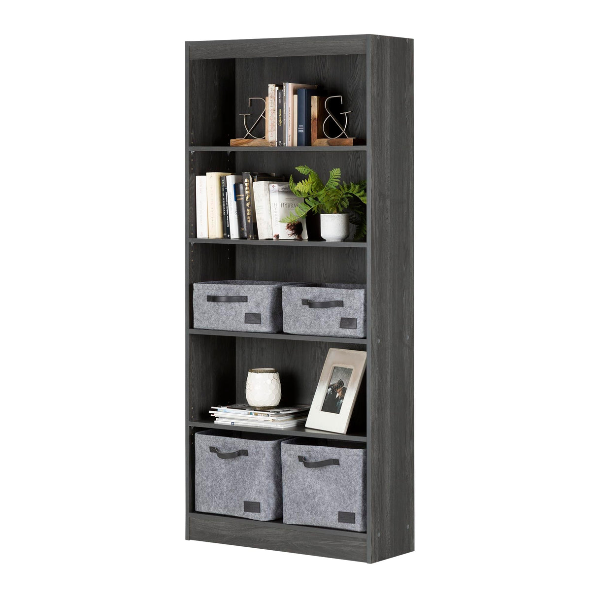 South Shore Axess 5-Shelf Bookcase - Gray Oak South Shore