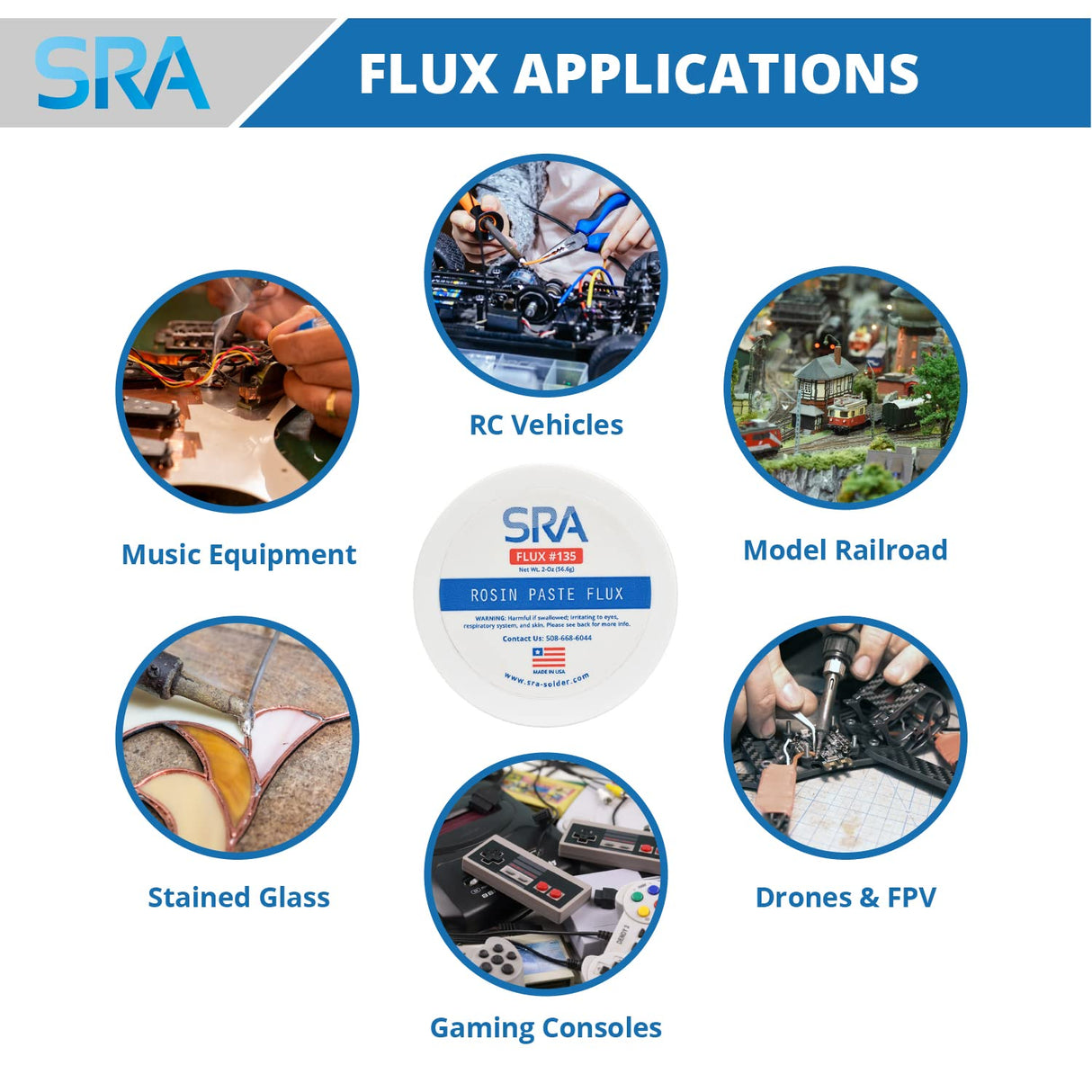 SRA Solder 135 Rosin Paste Soldering Flux For Electronics, No Clean Flux Made for Lead and Lead-Free Solder Circuit Boards and Copper Electrical Wire - Safe Clean Residues with No Goopy Mess (2oz Jar) SRA Soldering Products