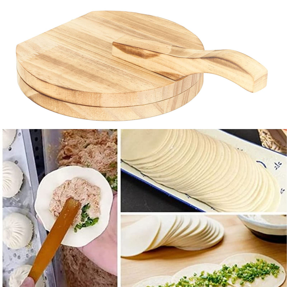 Dough Pressing Tool, Wood Corn Tortilla Press Tool, Dumpling Skin Making Mold with Nonslip Handle, Multifunction Dough Presser Empanada Maker for Homemade Tortillera, Roti, Chapati, Taco TITA-DONG