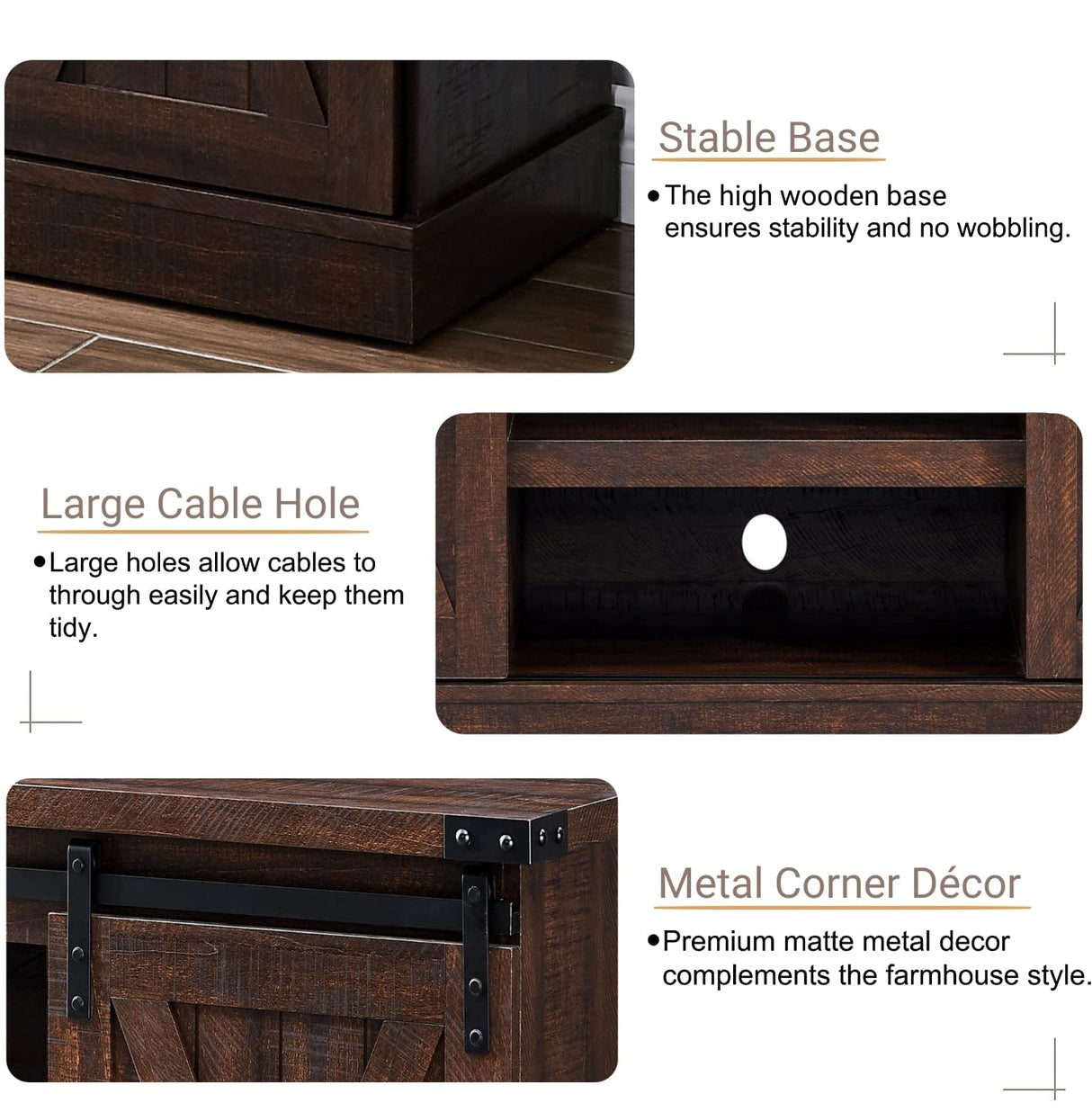 EDYO LIVING Farmhouse TV Stand for 65 Inch TV, Wood TV Stand with Sliding Barn Door, Entertainment Center with Storage Cabinet, Rustic Media Console for Living Room Bedroom, Espresso EDYO LIVING