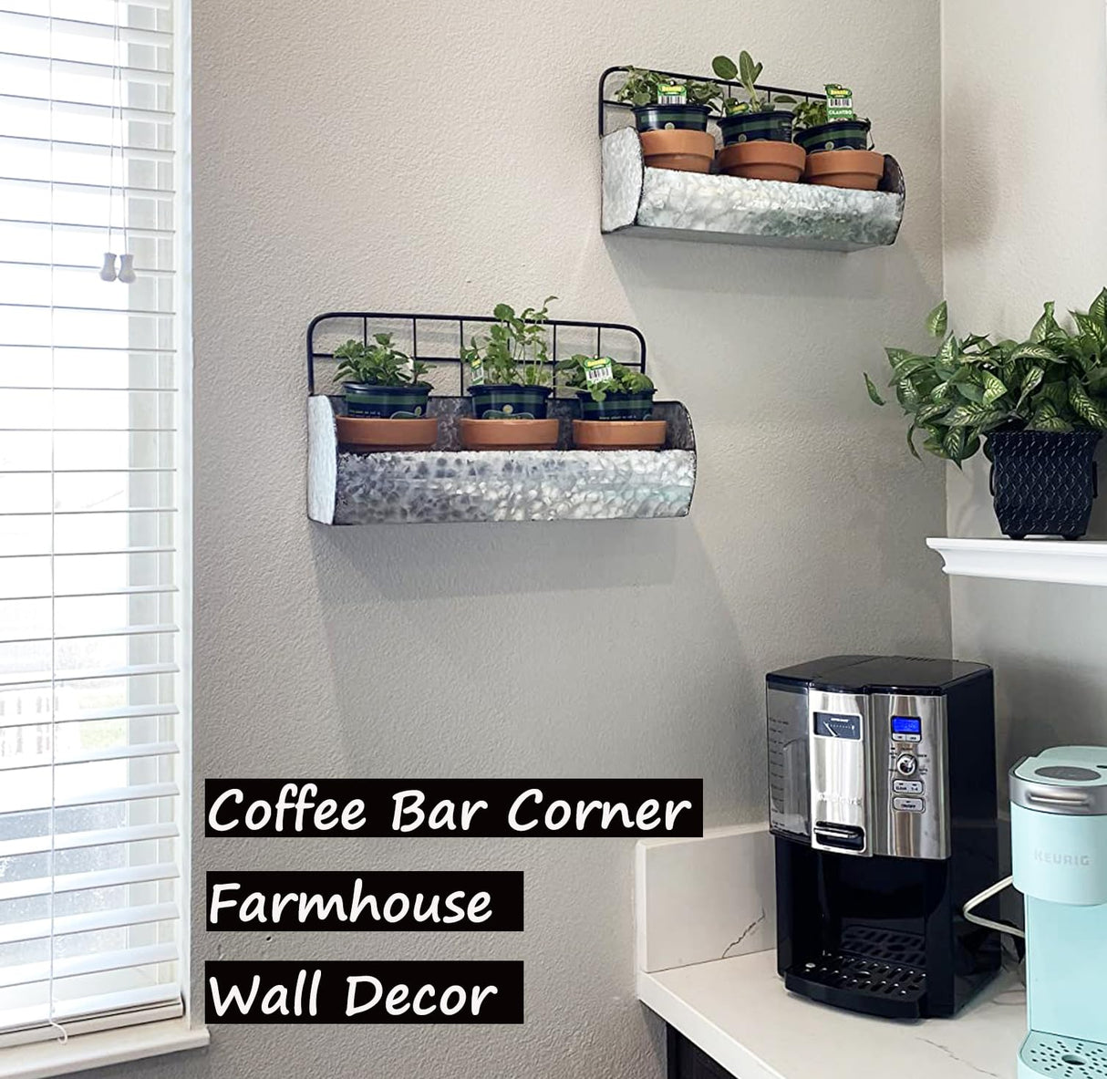 ShabbyDecor Galvanized Metal Farmhouse Wall Storage Holder Rustic Tin Shelves for Kitchen Laundry Room Bathroom Metal Hanging Wire Basket Set of 2 ShabbyDecor