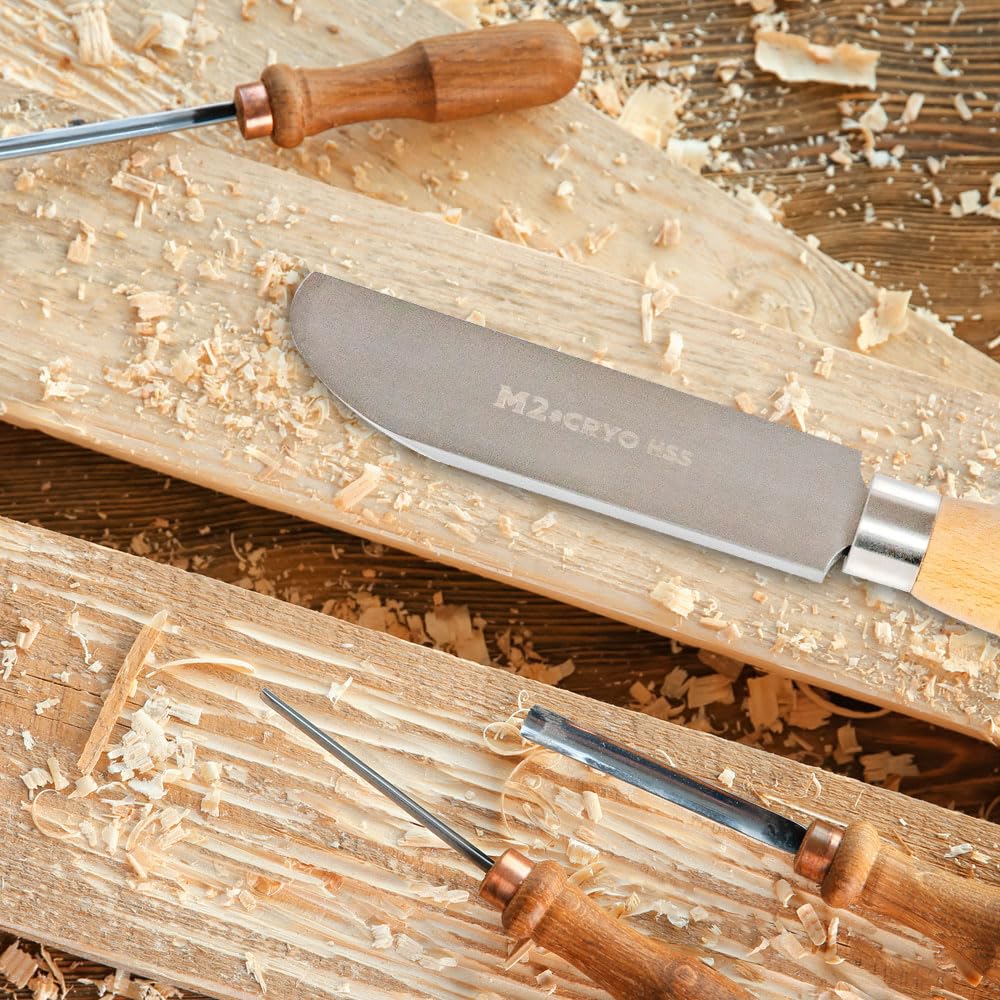 Phukimlong professional 1.5 Inch Shear Scraper with M2 HSS Cryogenic Treated Blade, HRC63-65, and Ergonomic Beechwood Handle - Wood Lathe Tools(38mm)… PHUKIMLONG