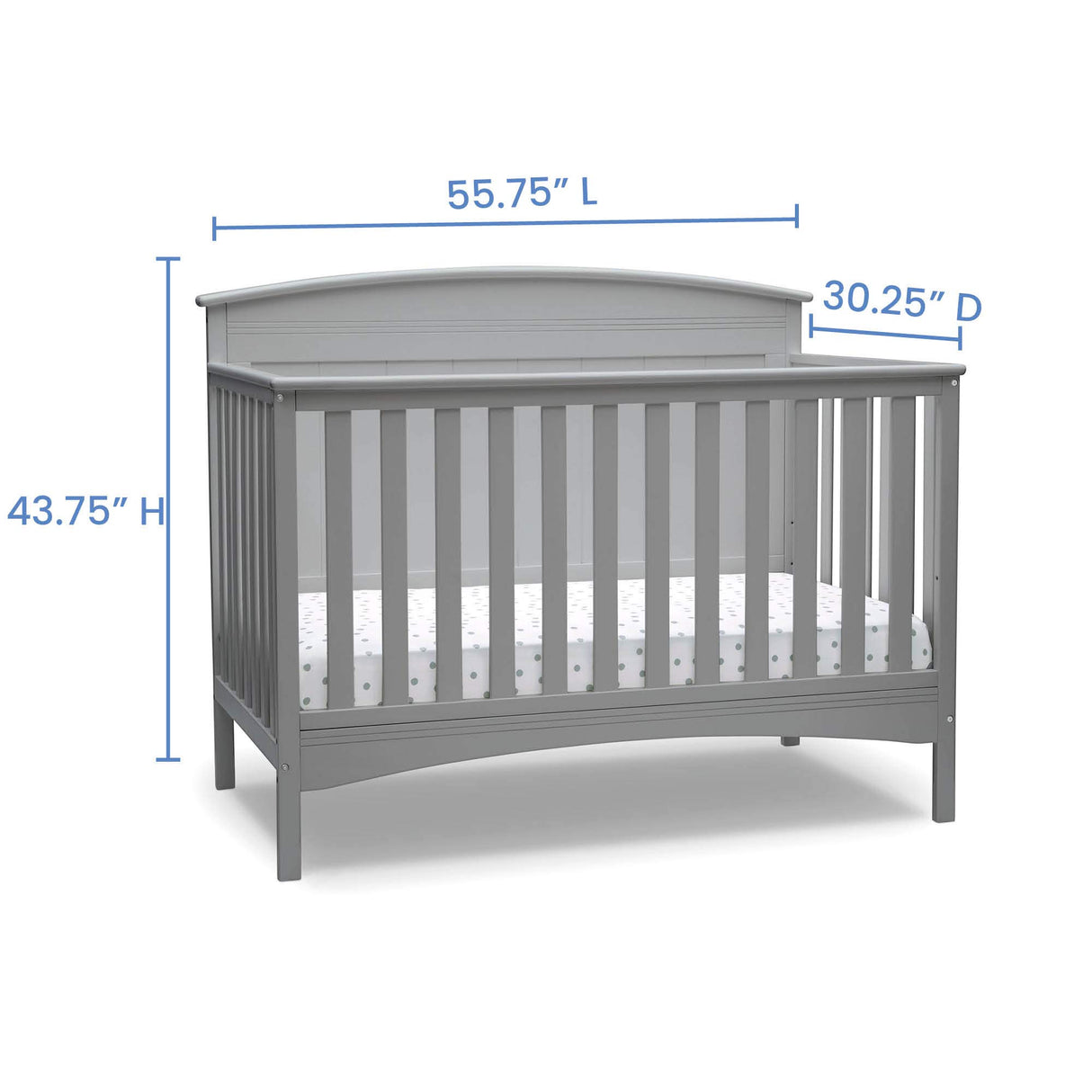 Delta Children Archer Solid Panel 4-in-1 Convertible Baby Crib - Greenguard Gold Certified, Grey Delta Children