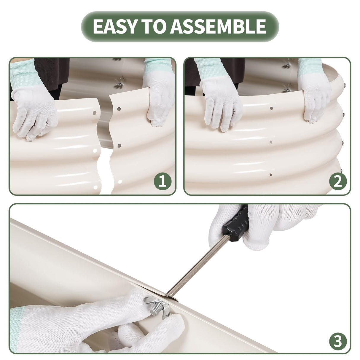 1MORE Galvanized Raised Garden Bed- Planter Garden Boxes Outdoor, Raised Beds for Gardening, 4x2x1ft Metal Garden Bed Kit for Vegetables Flower, Planter Raised Beds with Tools.White-2pack 1MORE