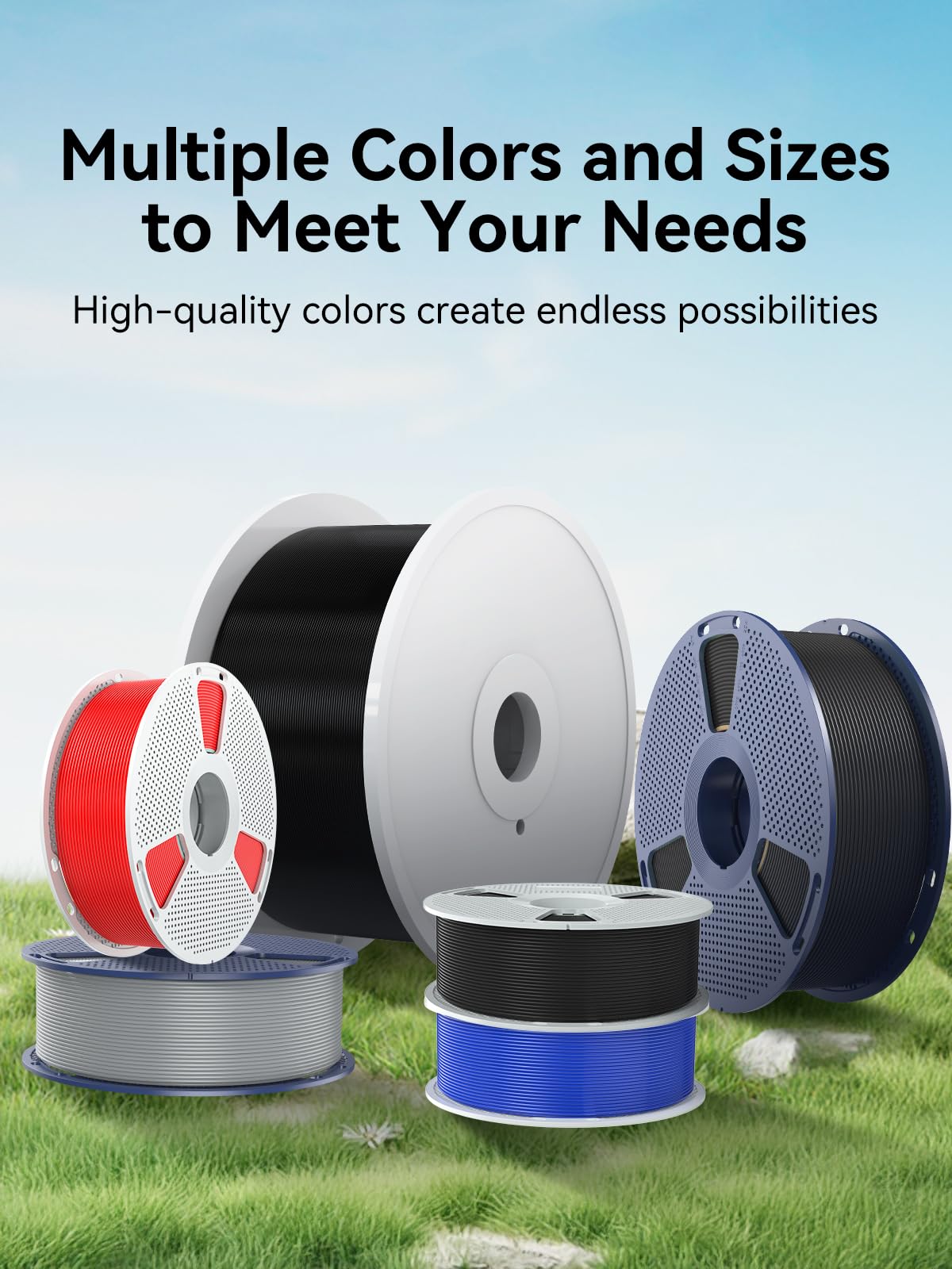 SUNLU 8 Packs ASA Filament 1.75mm, UV/Rain/Heat Resistant 3D Printer Filament, Great 3D Filament for Outdoor, 2kg in Total, 0.25kg per Spool, 8 Colors, Black+Natural+Grey+Blue+Green+Red+Orange+Purple SUNLU
