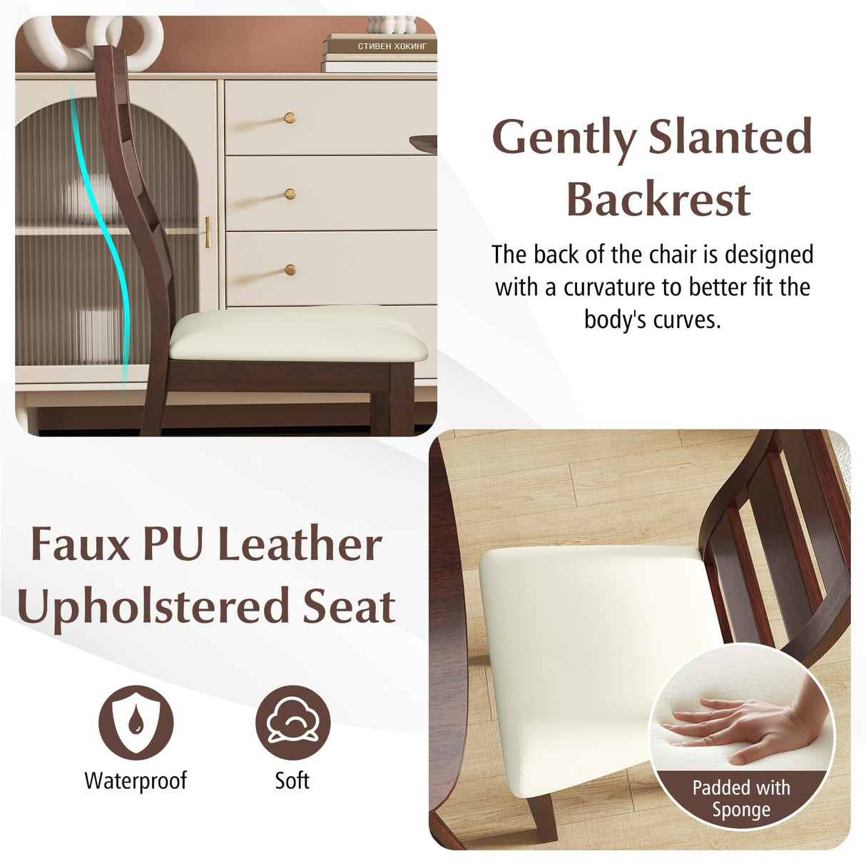 Giantex 3-Piece Dining Table Set for 2, Wooden Square Kitchen Table and 2 Chairs with Padded Seat, Ladder Back, Space-Saving Dinette Set for Small Spaces, Living Room, Dining Room Giantex