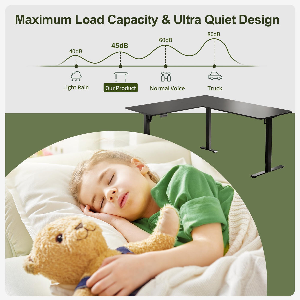 BANTI 63" L Shaped Standing Desk, Adjustable Corner Standing Desk L Shape, L-Shaped Adjustable Desk with Splice Board, L Shape Standing Desk, Black BANTI