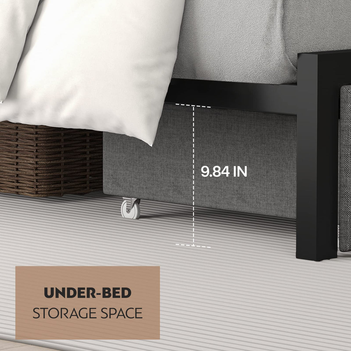 CIKUNASI Heavy Duty Full Size Bed Frame with Headboard, Storage Drawers, and LED Charging Station CIKUNASI