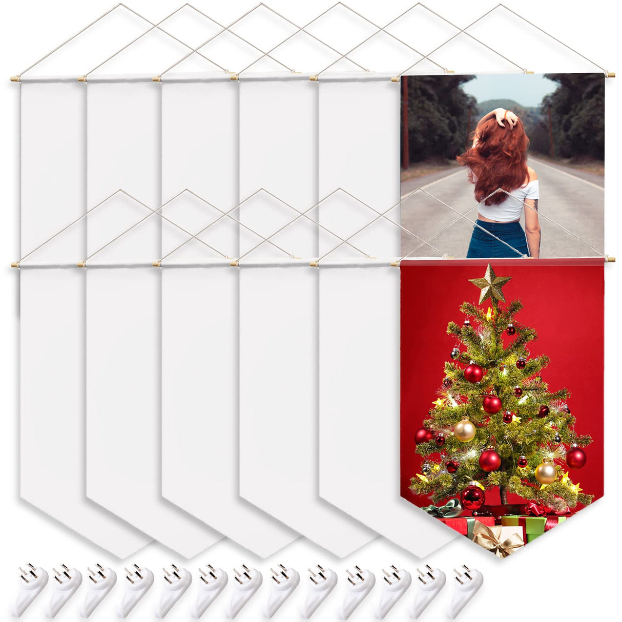 Sublimation Blank Custom Banner, Wall Display Waterproof Canvas Banner, Sublimation Transfer Heat Press Printing Crafts. (12 Pcs) KKSUBCA