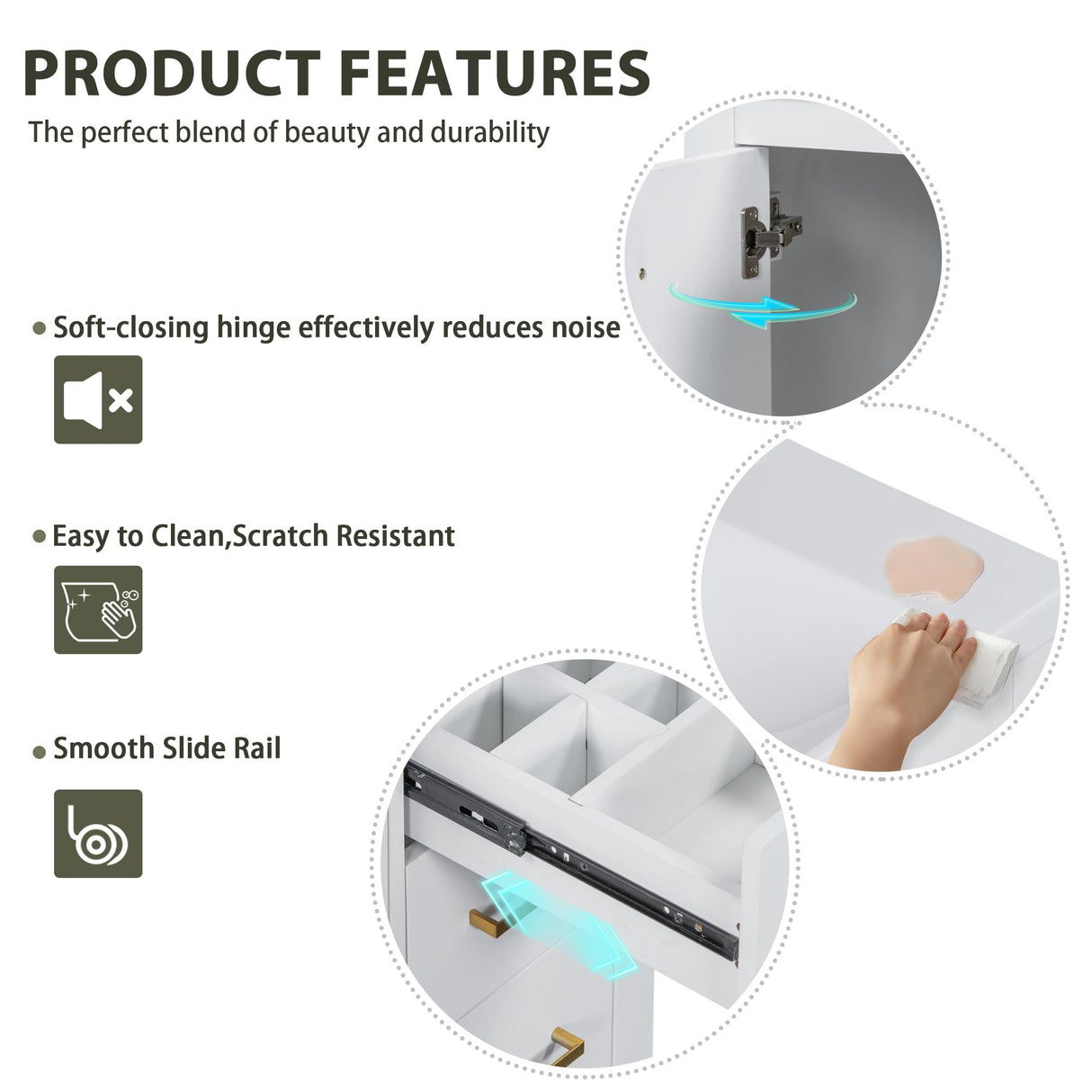 Virubi 30 Inch Bathroom Vanity with Ceramic Sink, Modern Bathroom Storage Cabinet with 3 Drawers and 2 Doors, Freestanding Bathroom Vanities, Soft Closing, Solid Wood Frame Virubi