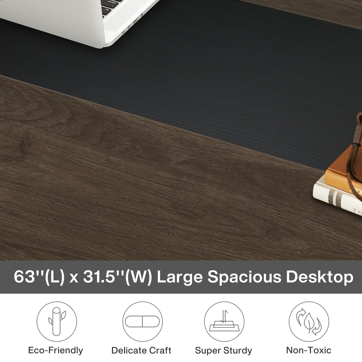 Tribesigns Modern Computer Desk, 63 x 31.5 inch Large Office Desk Computer Table Study Writing Desk Workstation for Home Office, Grey/Black Tribesigns