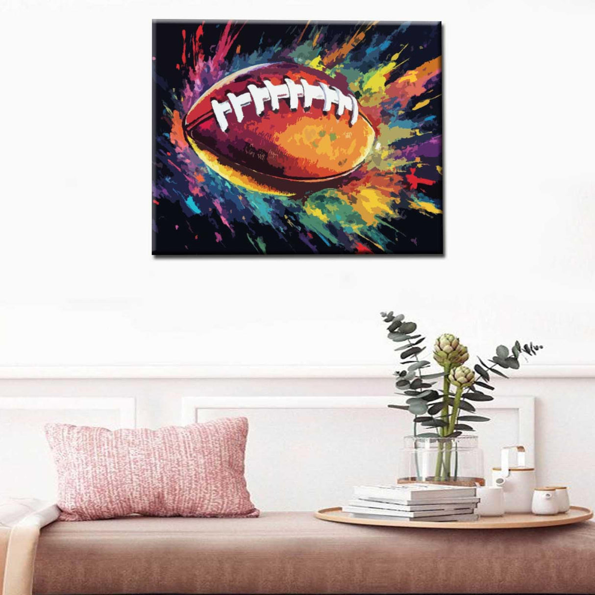 Tucocoo Paint by Numbers Kits Canvas for Adults American Football DIY Oil Painting for Boys,Adults Beginner with Brushes&Acrylic Pigment Rugby Sports Lovers for Boys Room Wall Decor16x20inch Frame Tucocoo