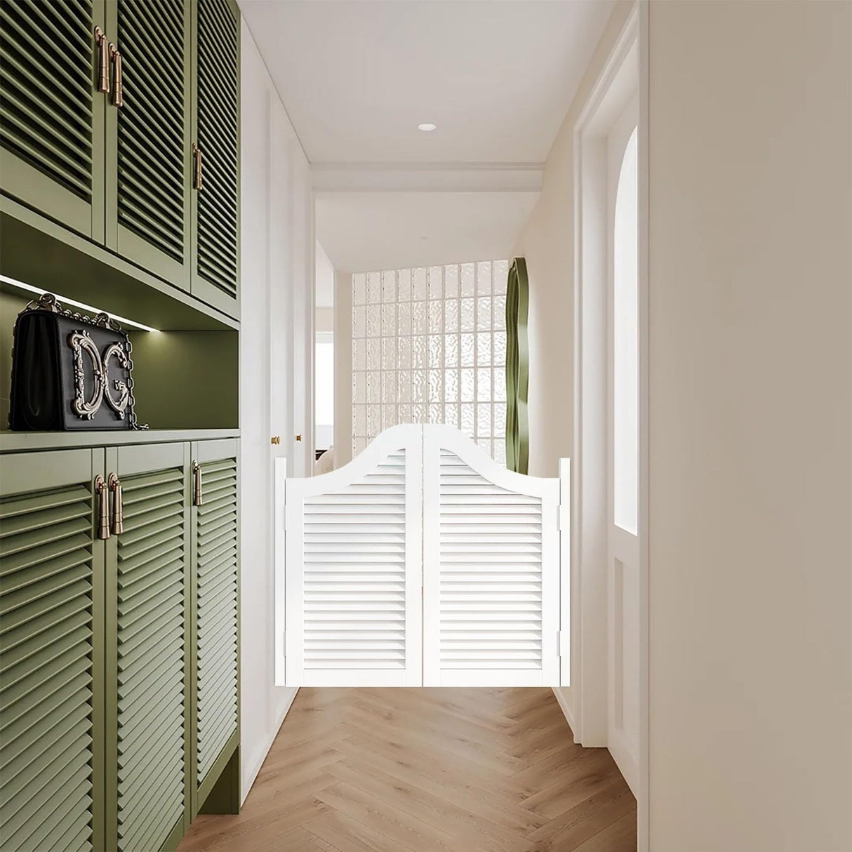 Modern Cafe Swing Doors 32" 33" 34" 35" 36" 37" 38" 39" 40" 45" Wide Solid Wood Saloon Swinging Doors with Hinges and Hardware Dutch Half Door for Kitchen Laundry Room Hallway Partition(White,W 42" x YiMengMao