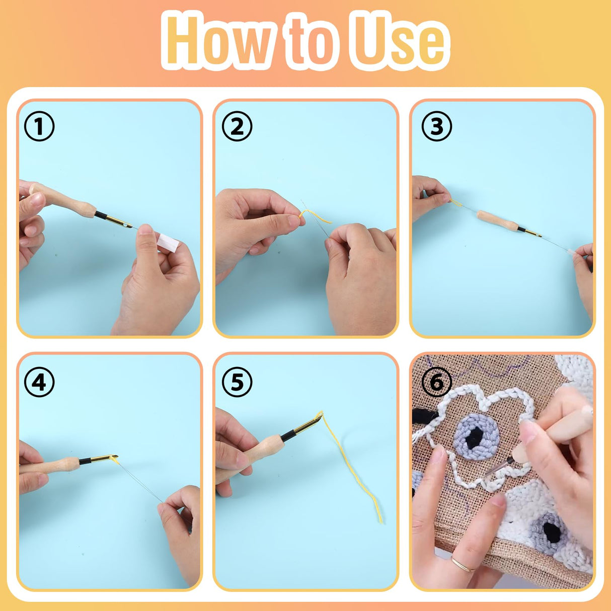 35 Pcs Punch Needle Kit, Punch Needle Tool Adjustable Punch Needle Embroidery Kits Include Wooden Handle Embroidery Pen Set, Big Eye Needles, Punch Needle Cloth - Valentines Gifts for Adults Beginne Needbrock