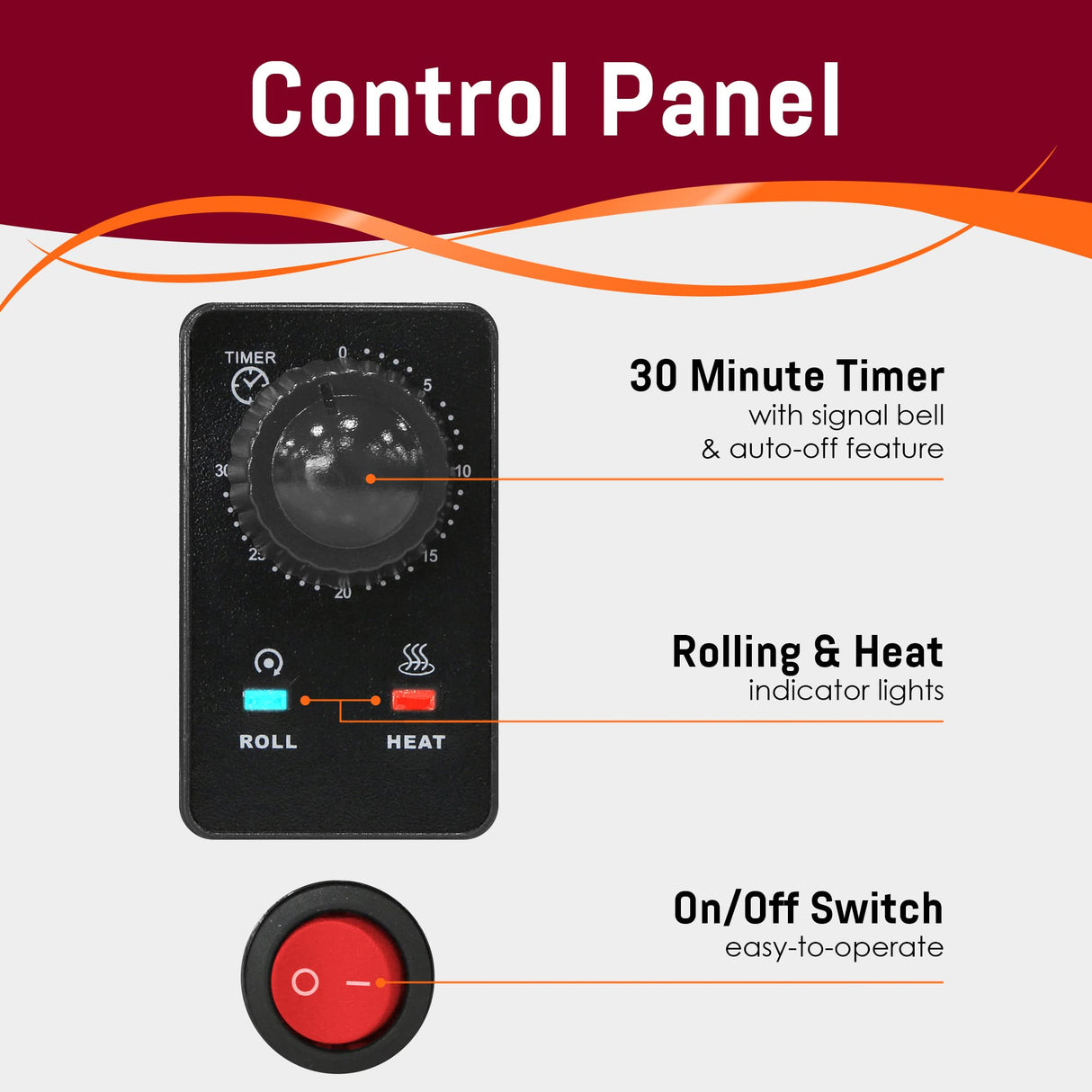 Elite Gourmet EHD-051B Hot Dog Toaster Oven, 30-Min Timer, Stainless Steel Heat Rollers Bake & Crumb Tray, World Series Baseball, 4 Bun Capacity, Black Elite Gourmet