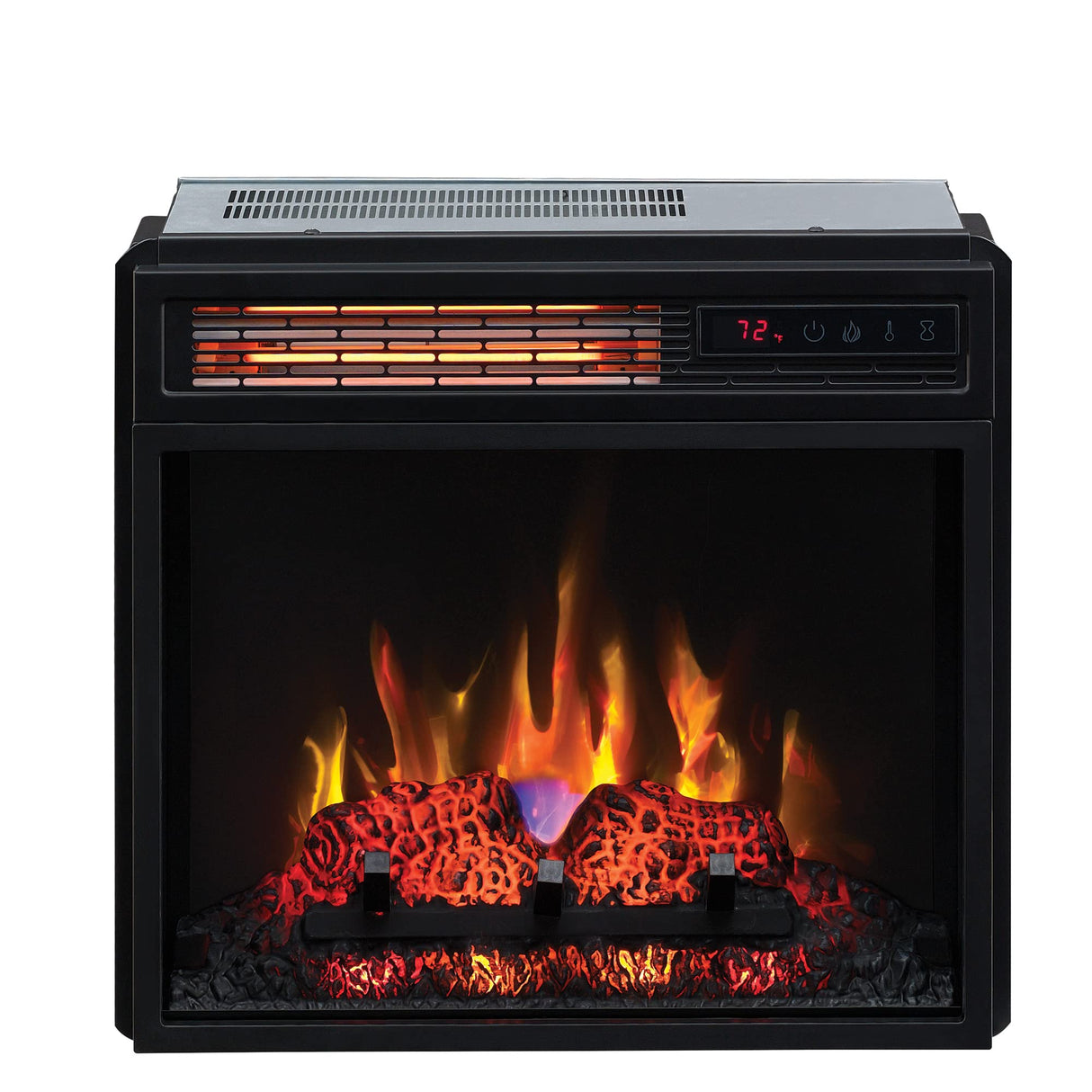 ClassicFlame 18" Infrared Quartz Electric Fireplace Insert with Safer Plug, Black ClassicFlame