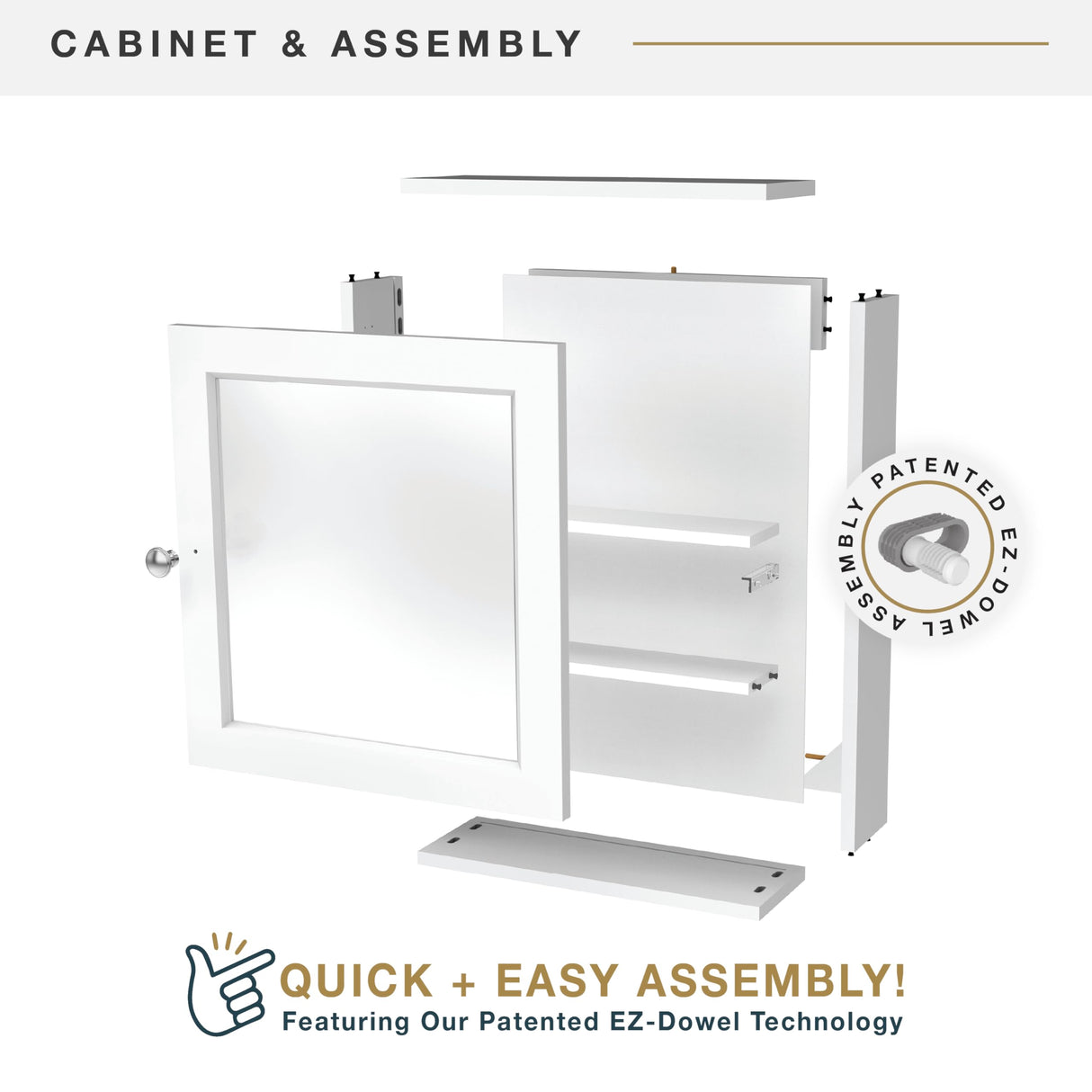 MCS 23x16 White Medicine Cabinet Organizer, Wall Mounted Bathroom Cabinet for Over-The-Toilet Storage, Bathroom Furniture & Restroom Organizer MCS