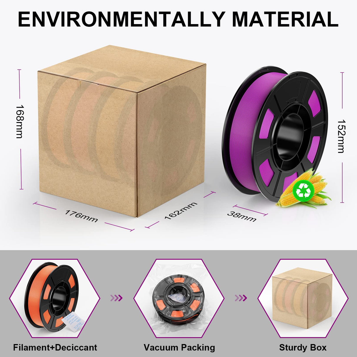 HEPHI3D 3D Printer PLA Filament Bundle 250g X 4 Spools, 1.75mm PLA Filament Pack 3D Printing Material, Bright Color Pink/Purple/Orange/Gold, PLA Filaments for Most FDM 3D Printer HEPHI3D