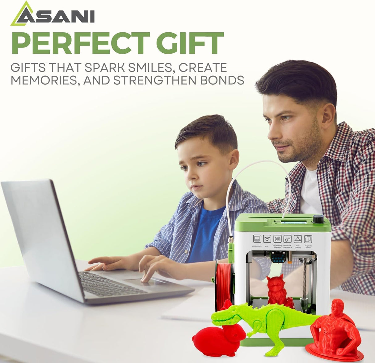 Fully Assembled Mini 3D Printer for Kids and Beginners - Complete Starter Kit with Auto Leveling 3D Printing Machine, 10M PLA Filament, and SD Card - WiFi 3D Home Printer for MAC, Windows, and Linux Asani