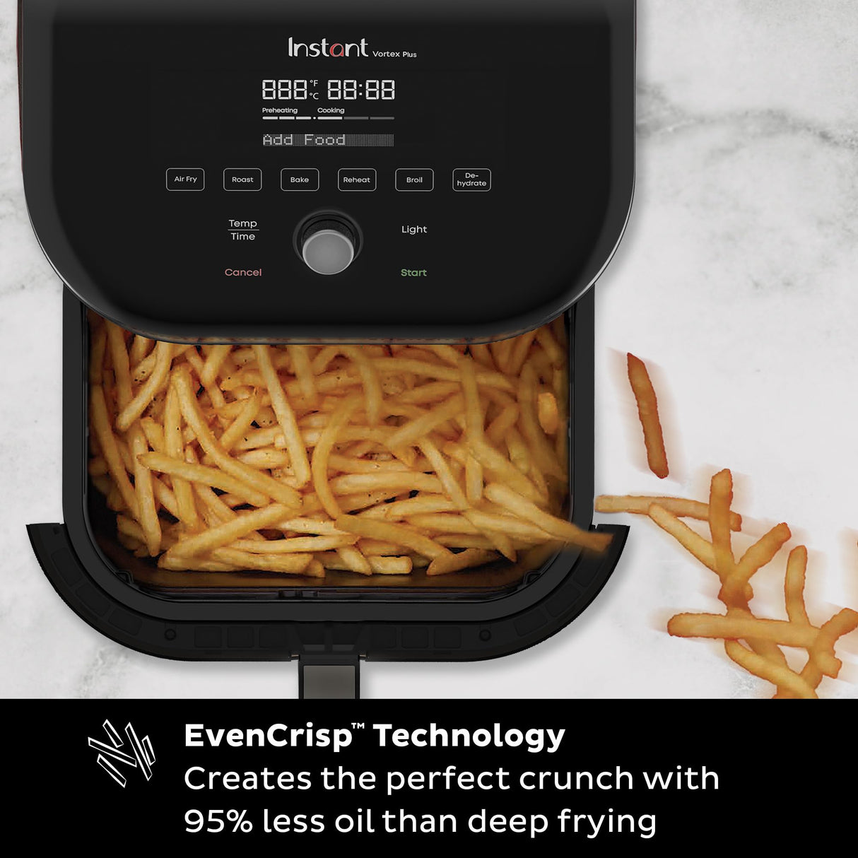 Instant Vortex Plus 6QT Air Fryer with Odor Erase Technology, 6-in-1 Functions that Crisps, Roasts, Broils, Dehydrates, Bakes & Reheats, 100+In-App Recipes, from the Makers of Instant Pot,1700W,Black Instant Pot