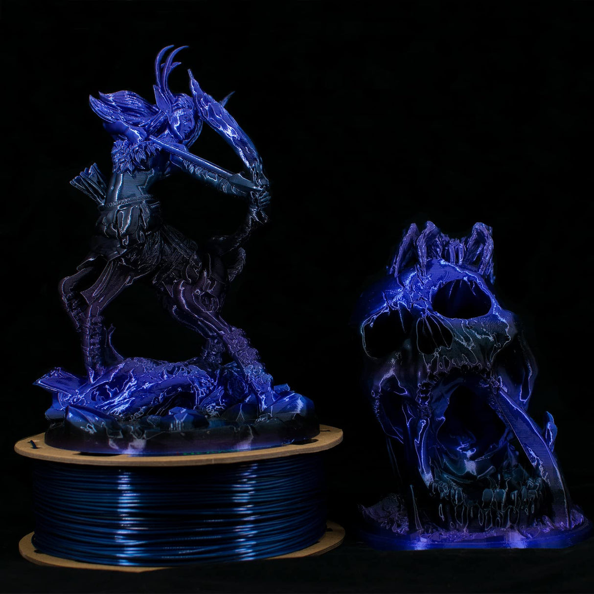 3D Printer Filament, PLA Filament 1.75mm, Silk Black Blue Color Changing, Silk PLA Filament, 3D Printing Filament 1.75 +/-0.02mm, 1kg OVVNYXE