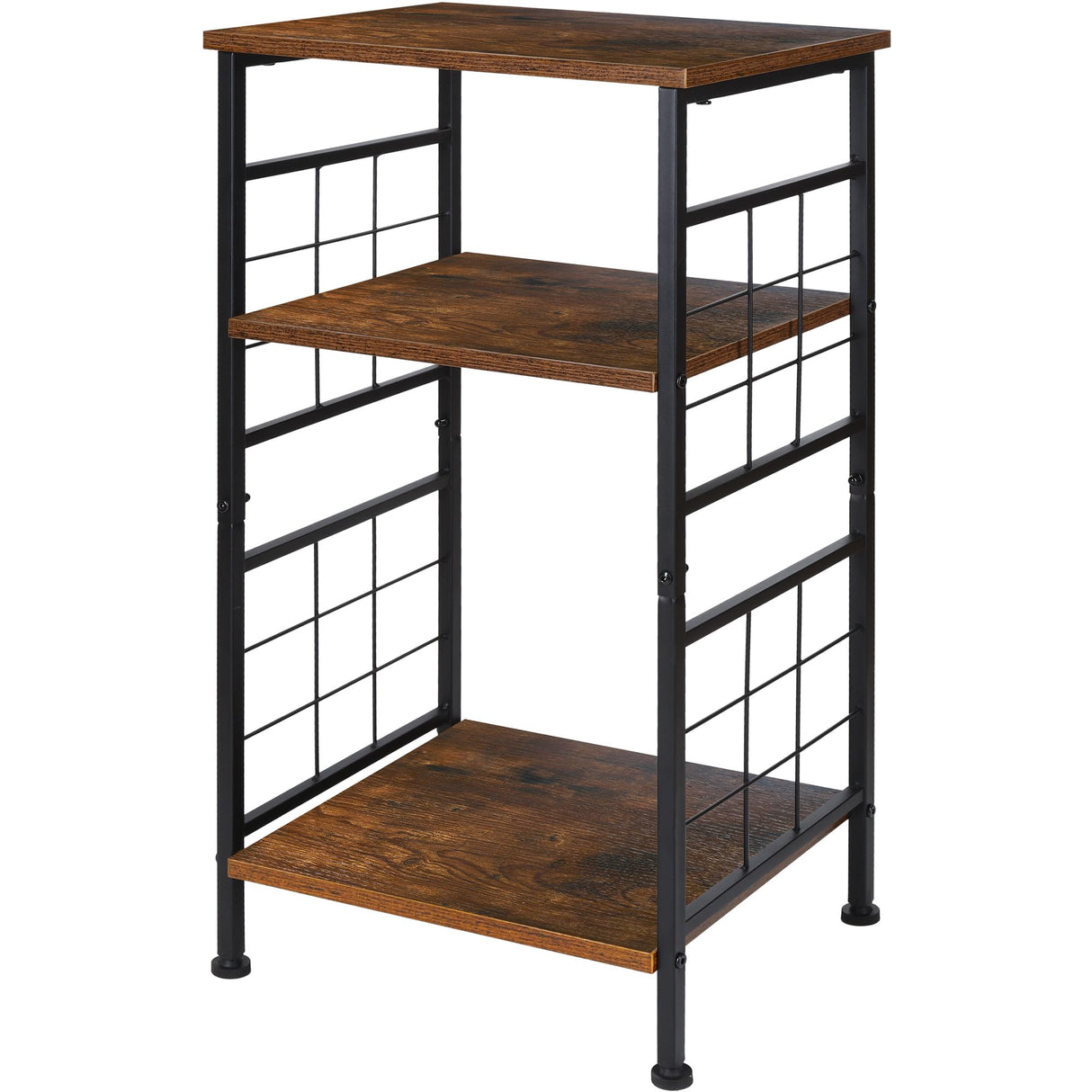 GIOTORENT 3-Tier Tall End Table, Narrow Night Stand with #-Design Sturdy Frame, Small Bed Side Table for Small Space in Living Room,Bedroom,Office,Bathroom(Brown) GIOTORENT