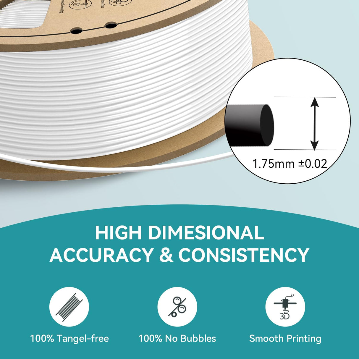 SUNLU Official Elite PETG Filament 1.75mm - 1kg(2.2lbs) Strong, Accurate 3D Printer Filament, 320 Meters, White YOOPAI