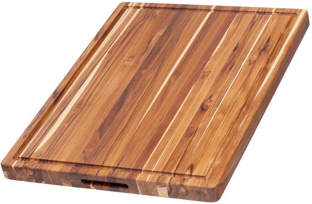 Teakhaus Carving Board - Large (L) Wood Cutting Board with Juice Groove and Grip Handles - Reversible Teak Edge Grain Wood - Knife Friendly - FSC Certified Teakhaus