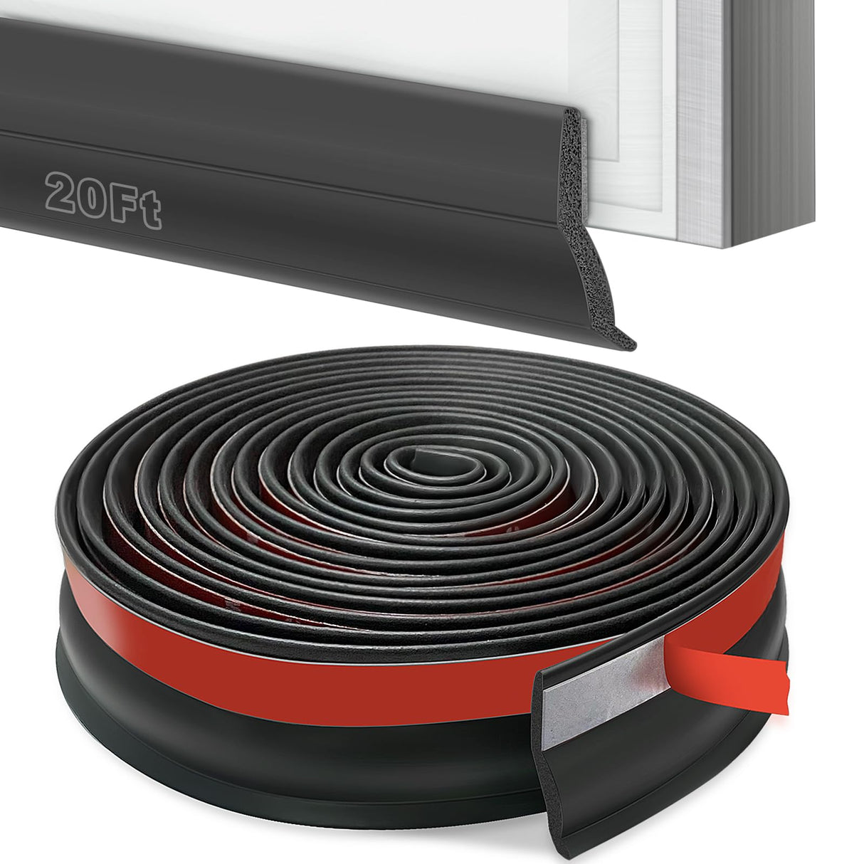 Universal Garage Door Threshold Seals Bottom Rubber Replacement, weatherproofing Garage Door Weather Stripping with Nails (20ft) Manguo Q