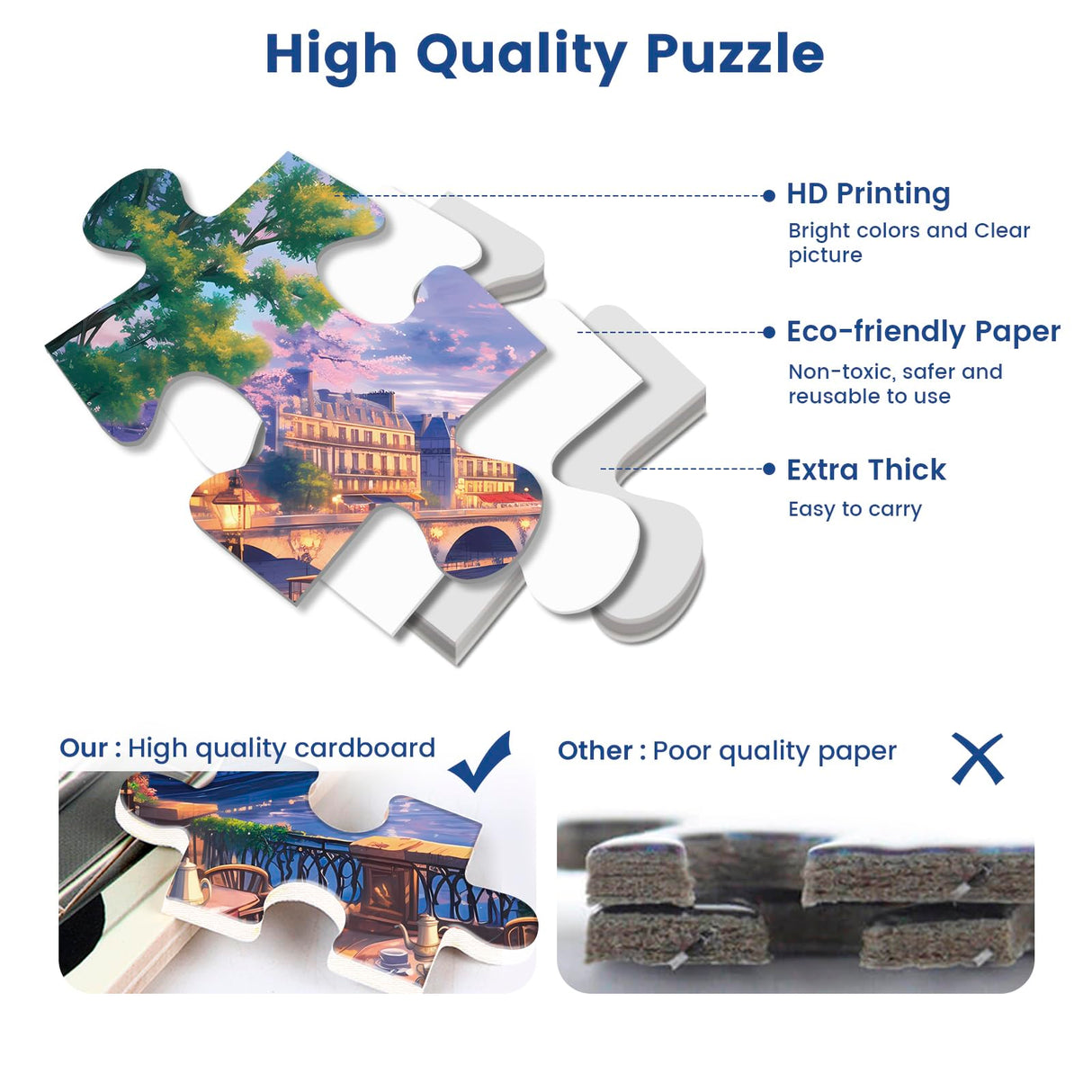 300 Piece Puzzle for Adults-Blooming Paris | Recycled Cardboar Jigsaw Puzzles 300 Pieces | Challenging Family Activity Great Gift Idea for Family Friends | Difficult Puzzles Size 20.5X 15 inches Edsjegn