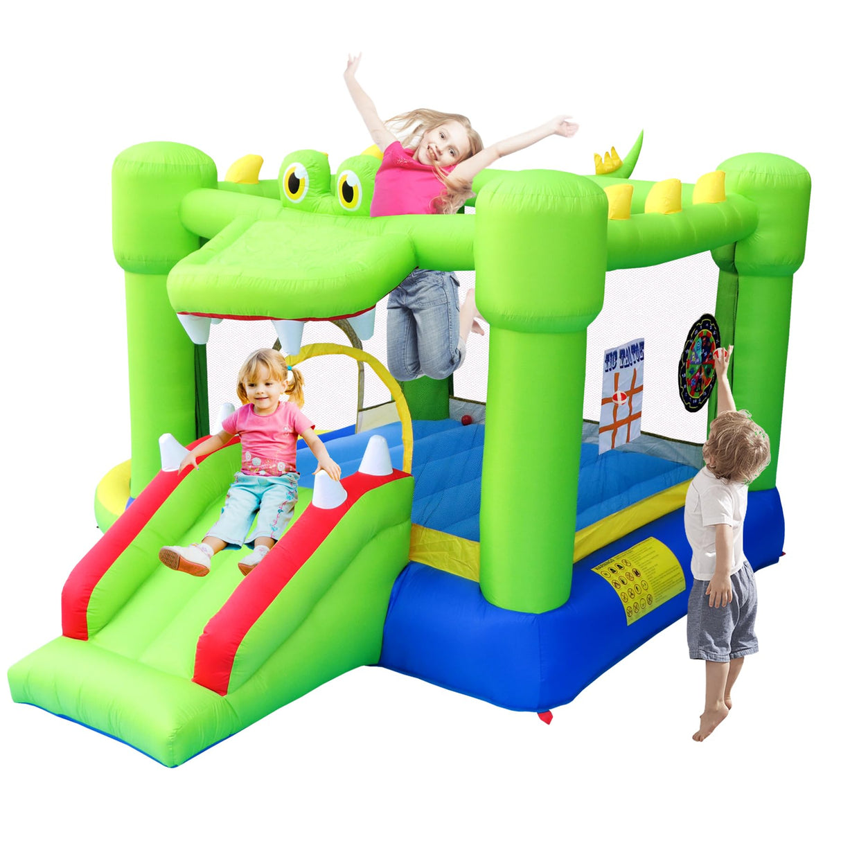 Inflatable Bounce House with Slide, Jumping Castle with Blower and Ball Pit House, Two Dart Target Game NC