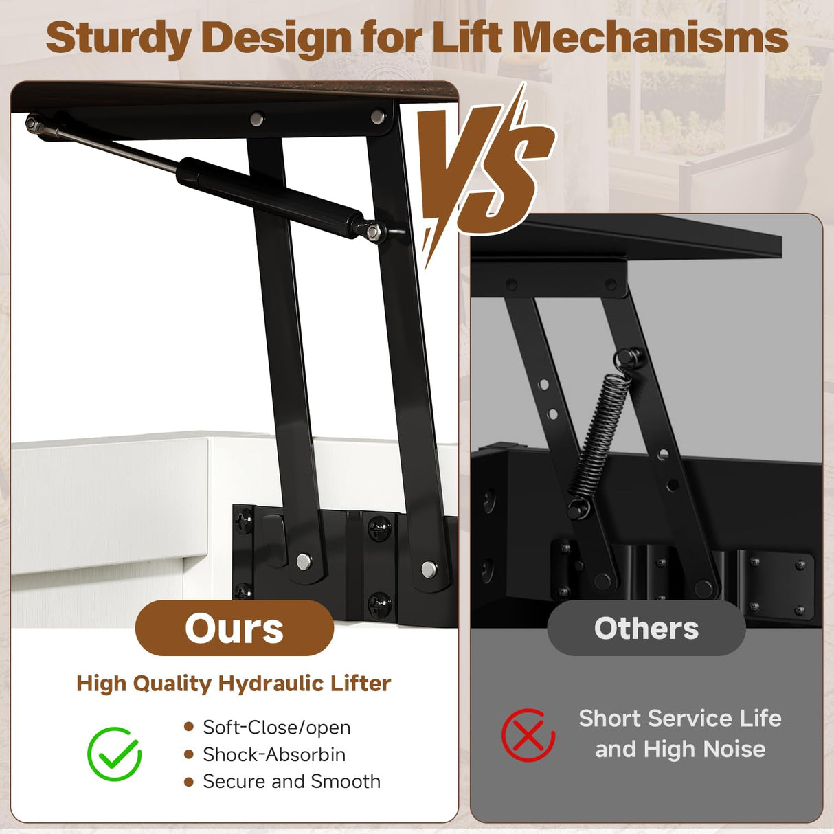 knoworld Farmhouse Lift Top Coffee Table with Storage, 35" Square Large Coffee Table with Hidden Compartment, Rustic Wood Center Table for Living Room, White knoworld